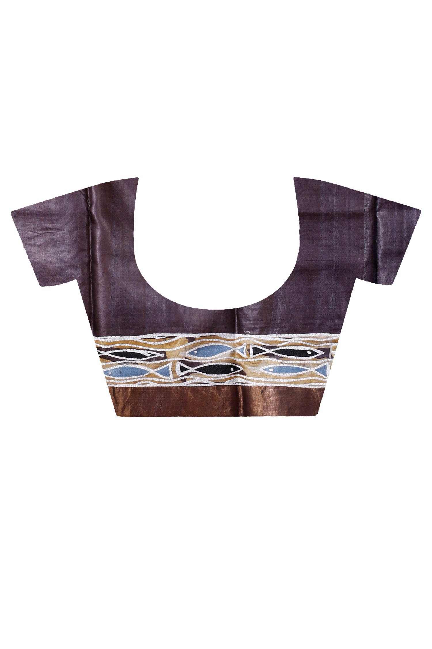 Zori Border Pure Tussar Dye Tussar Kantha Stitch Saree