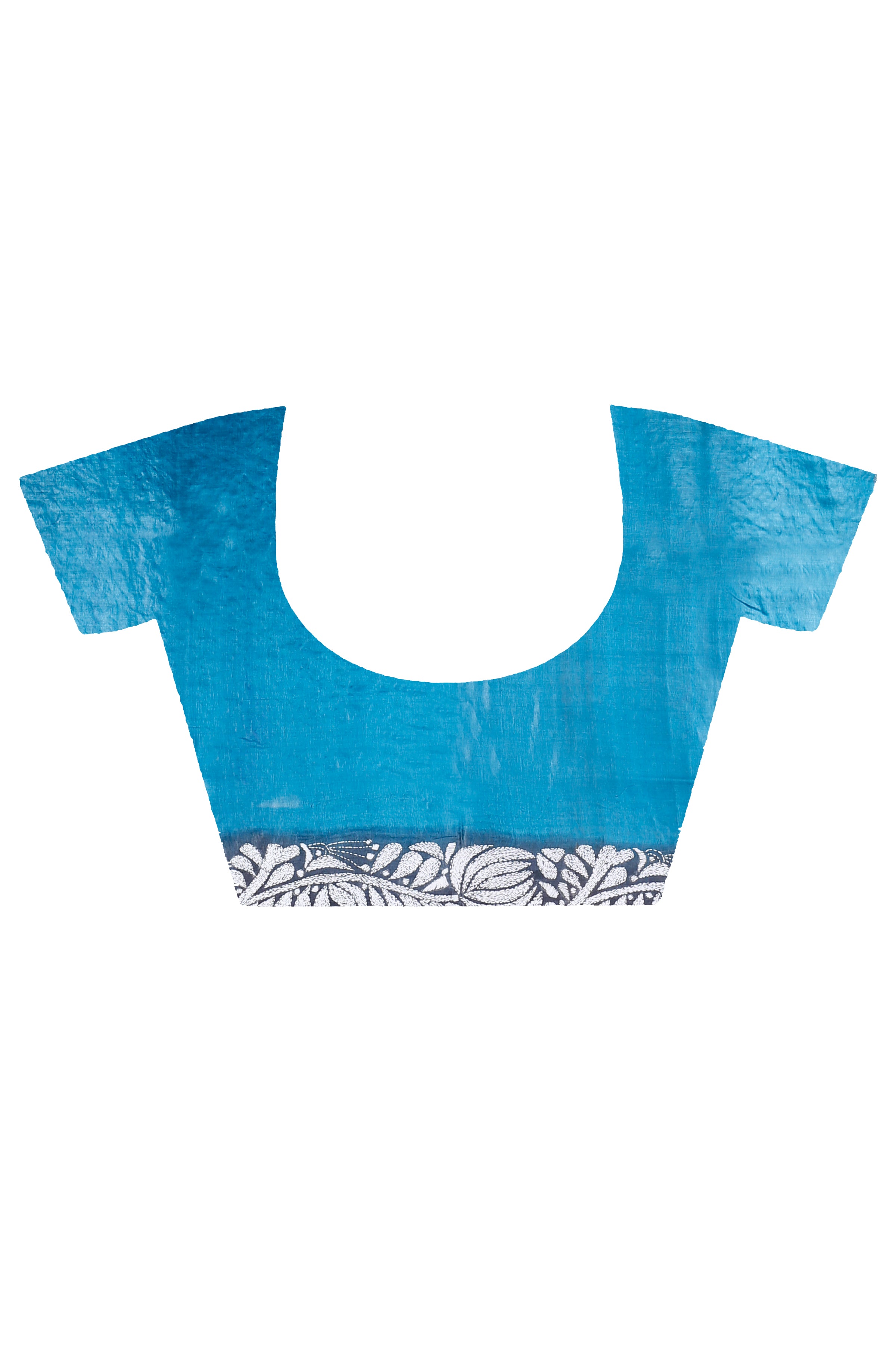 Zori Border Pure Dye Tussar Kantha Stitch Saree