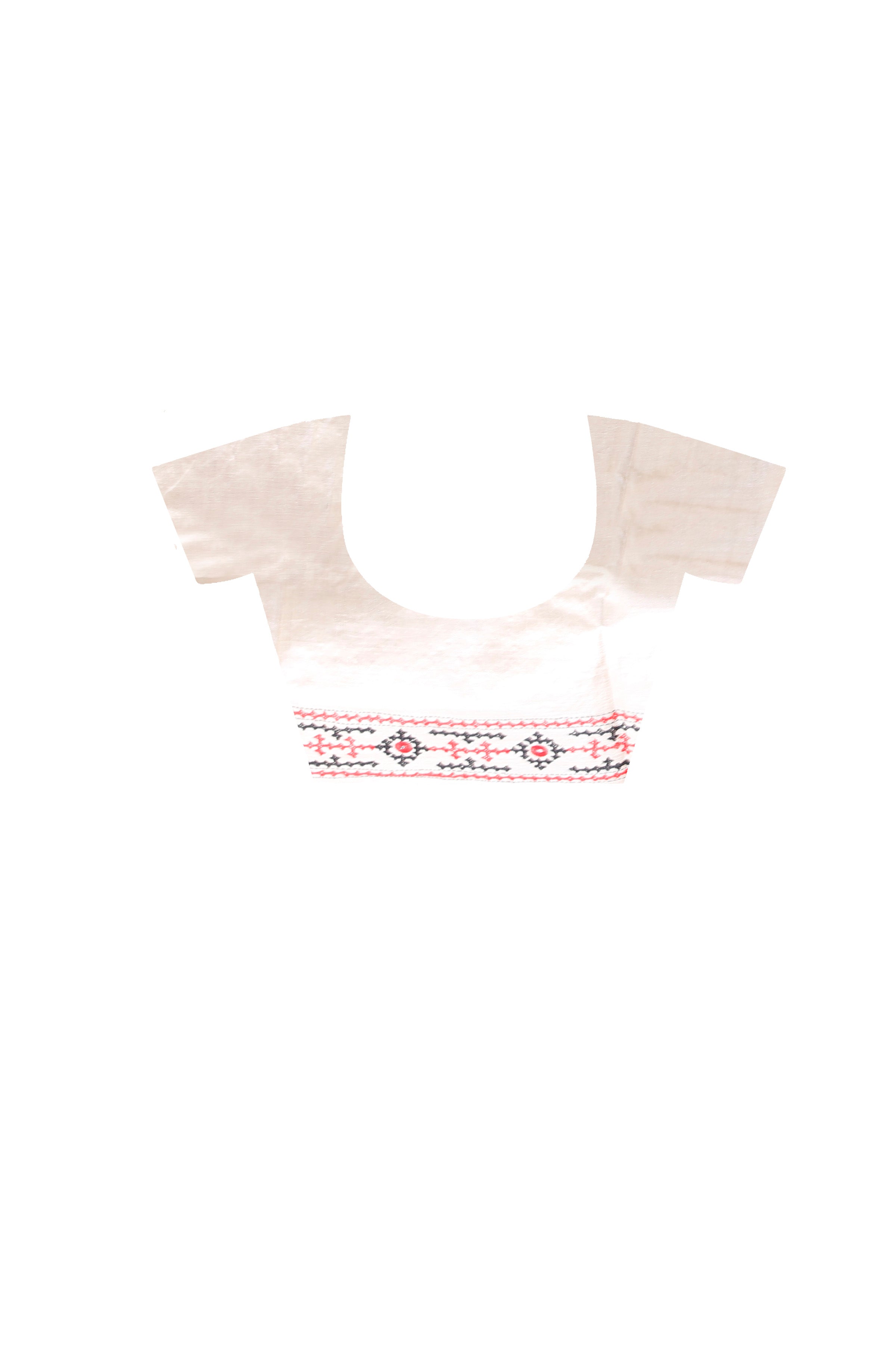 Gachi Tussar Silk Black and Red Thread Work Gujrati Stitch Saree