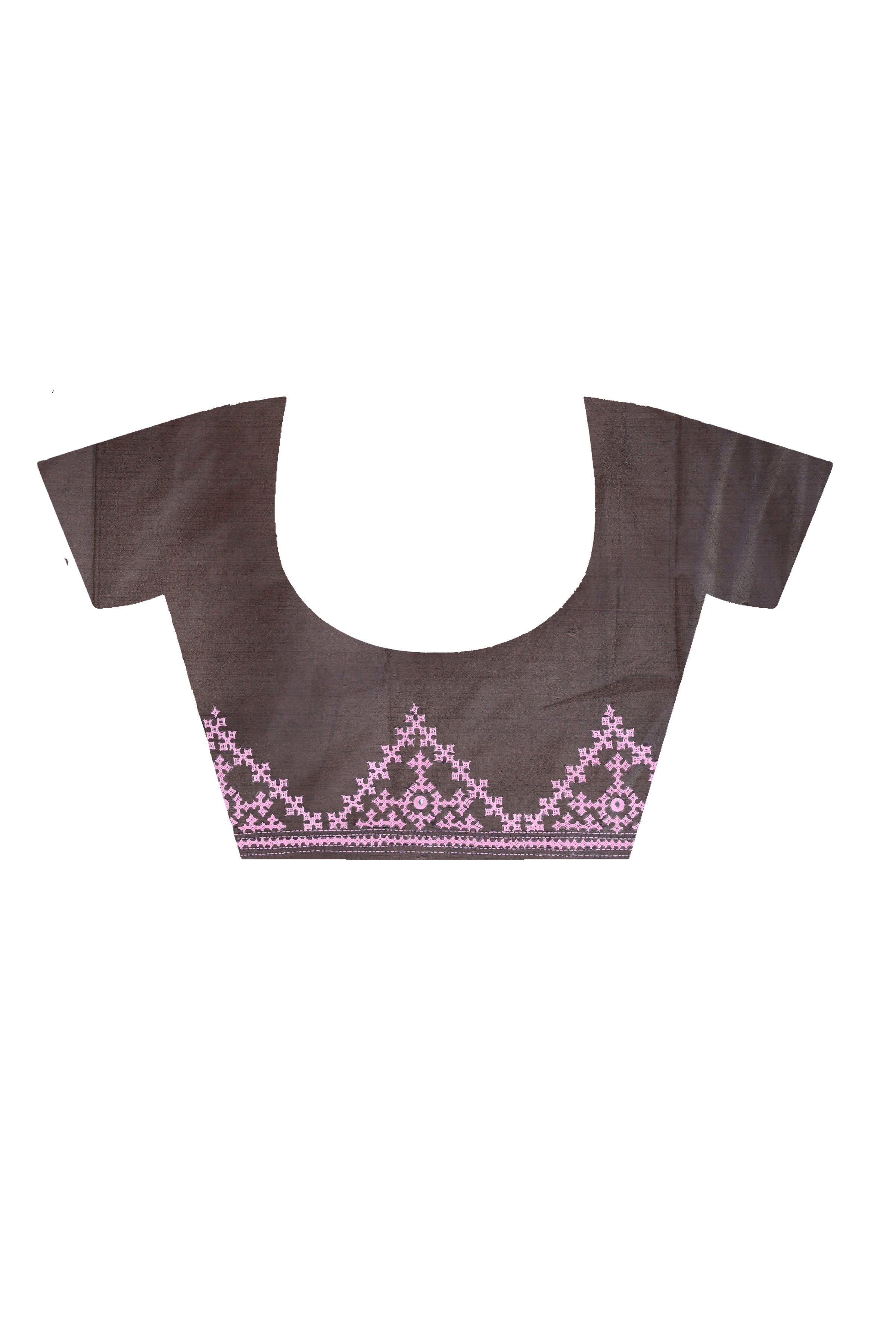 Black Bangalore Silk Pink Thread Work Gujrati Stitch Saree