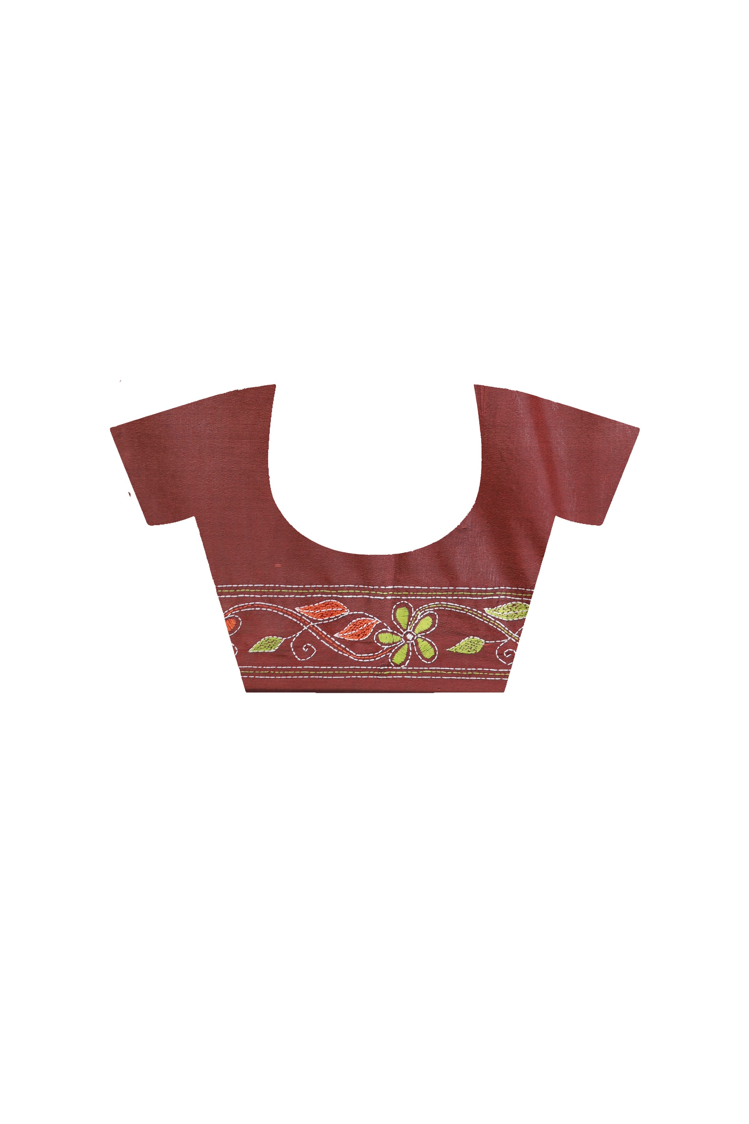 Maroon Color Bangalore Silk Multicolor Thread Work Kantha Stitch Saree