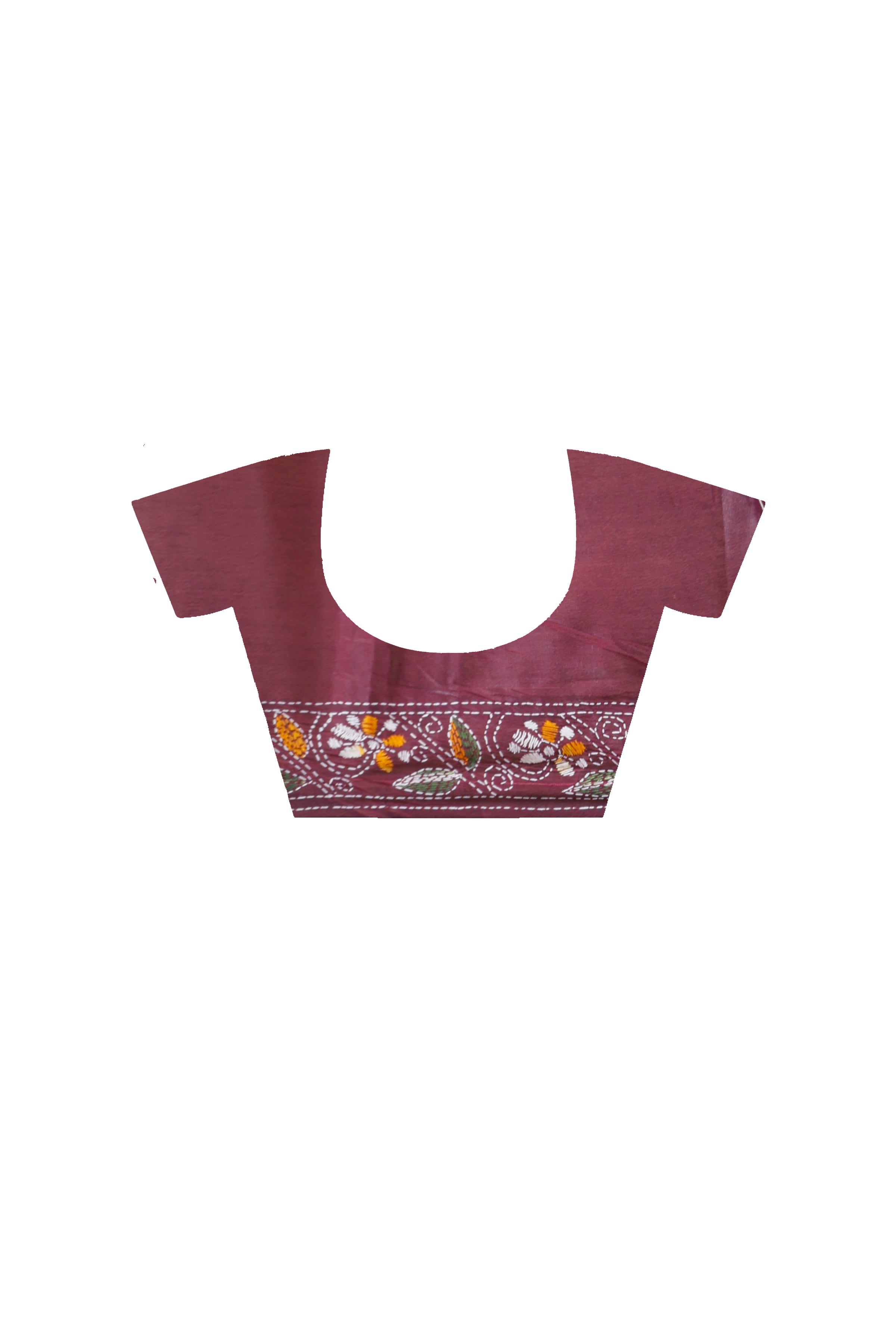 Maroon Color Bangalore Silk Multicolor Thread Work Kantha Stitch Saree