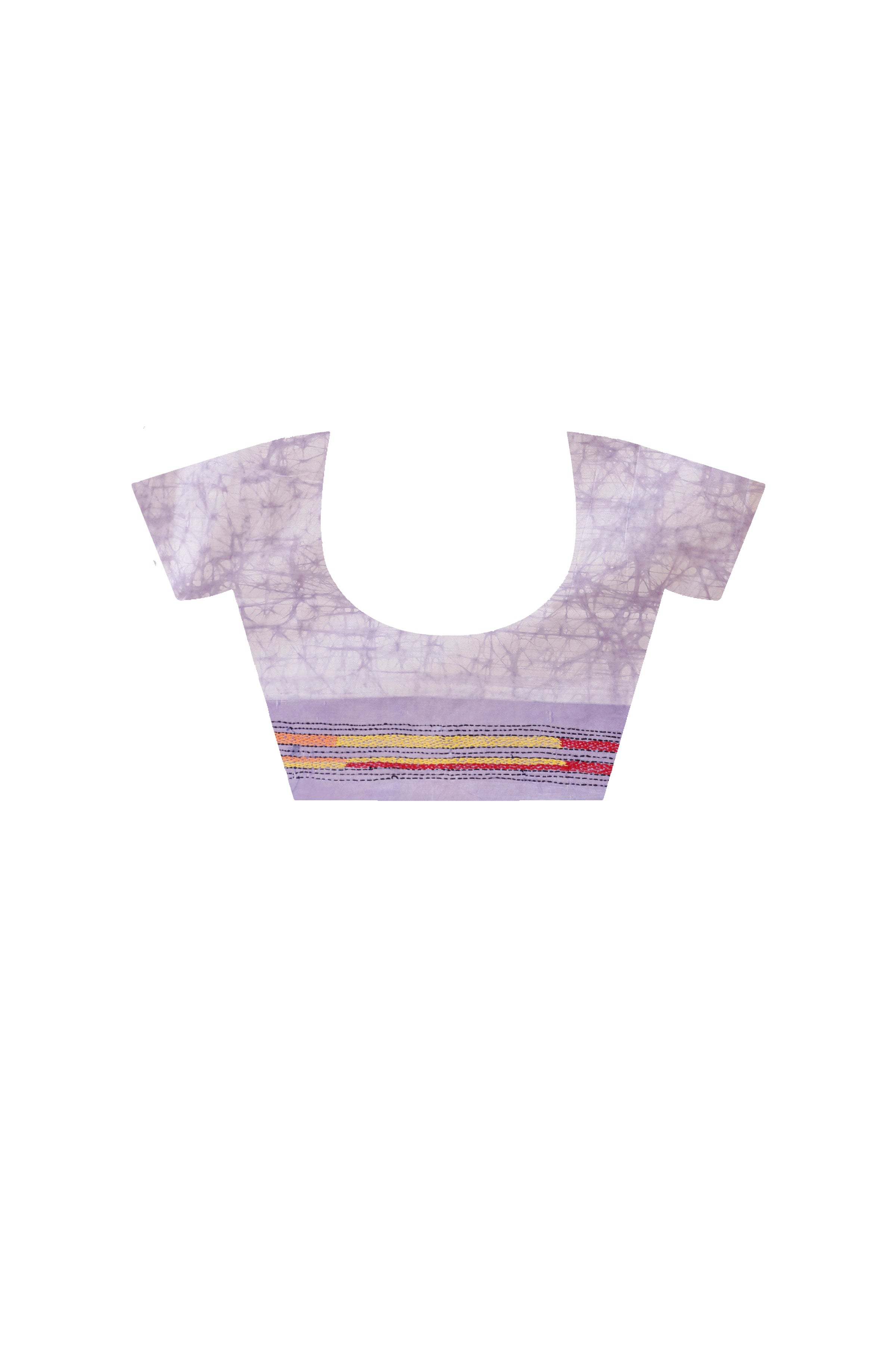 Greyish Purple Color Bangalore Silk Multicolor Thread Work Batik Kantha Stitch Saree