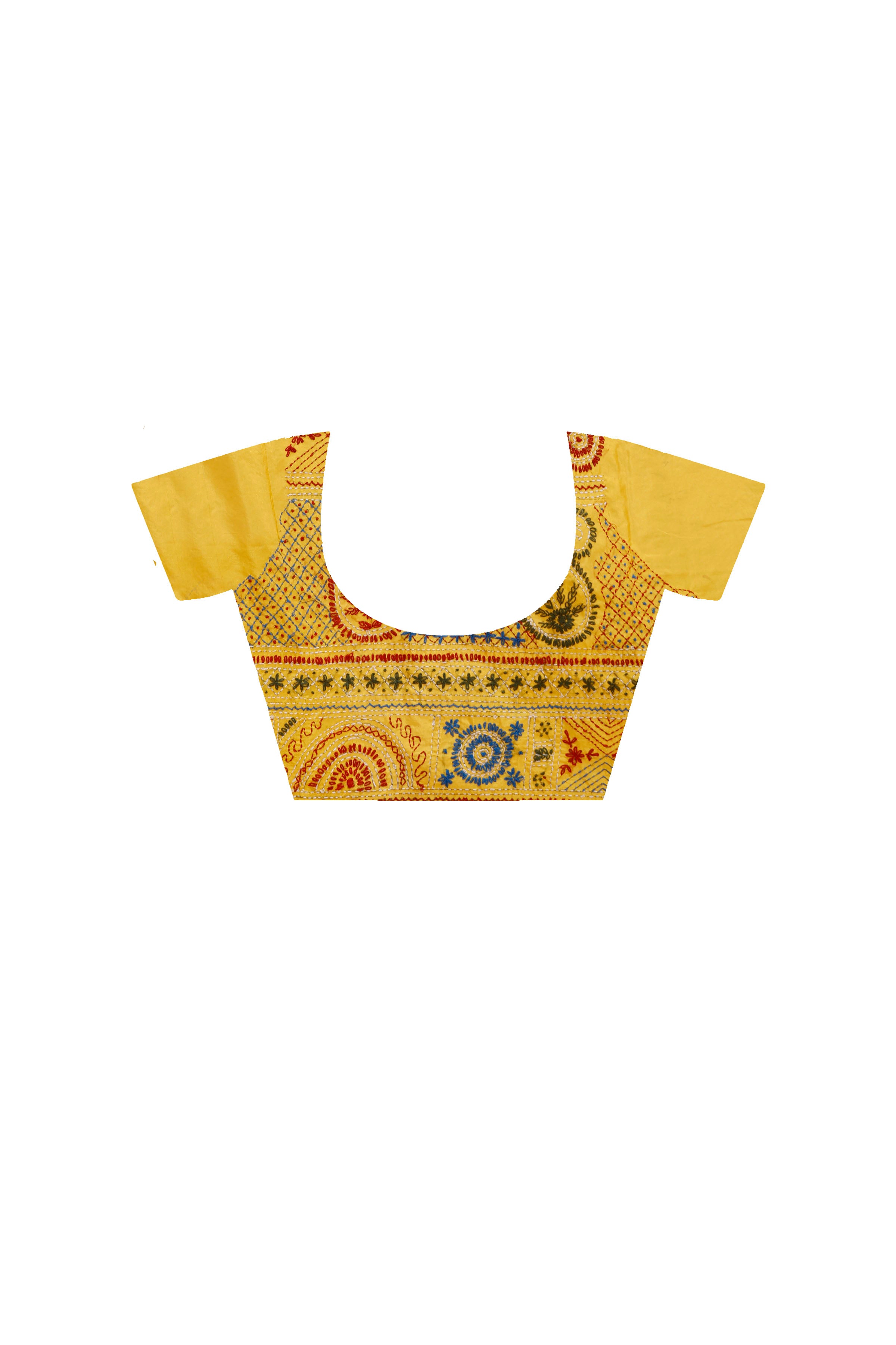 Yellow Color Bangalore Silk Multicolor Thread Work Lambani Stitch Saree
