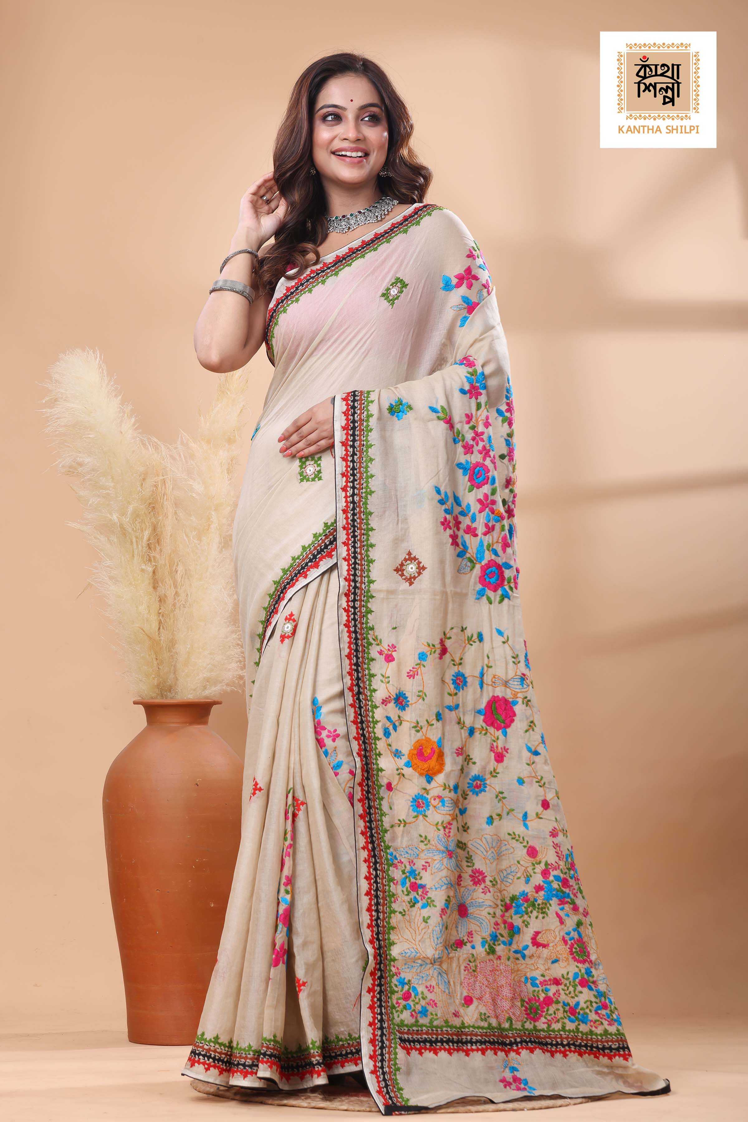 Half Tussar bullion Stitch Saree