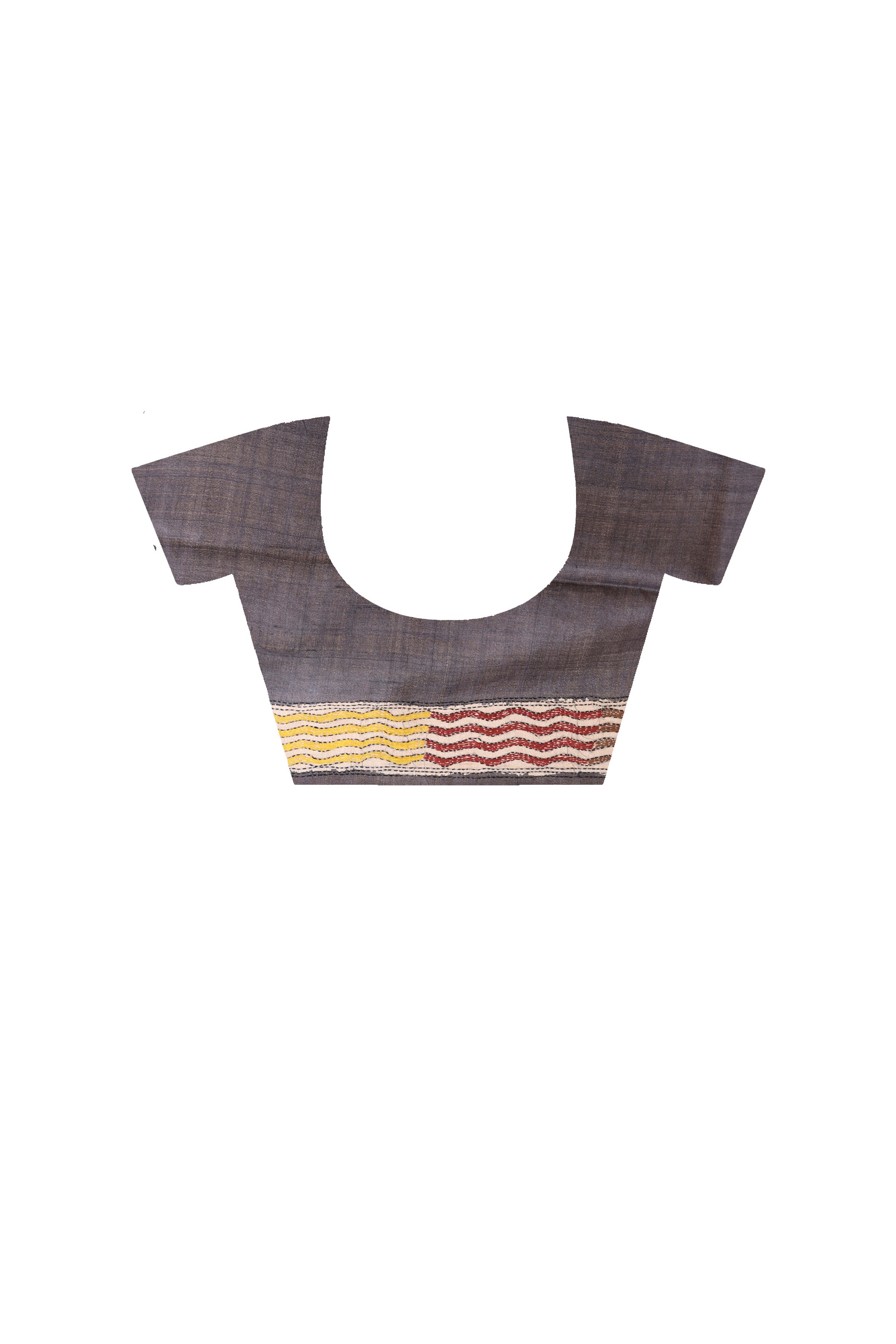 Pure Gachi Tussar Multicolor Thread Work Kantha Stitch Saree