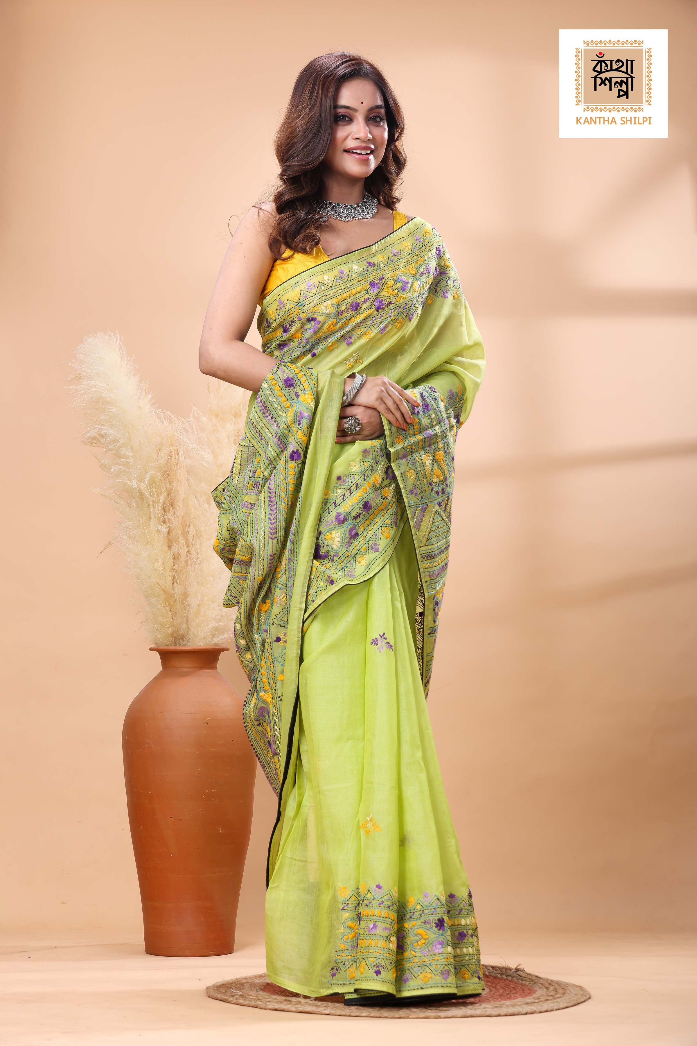 Half Tussar Lambani Stitch Saree