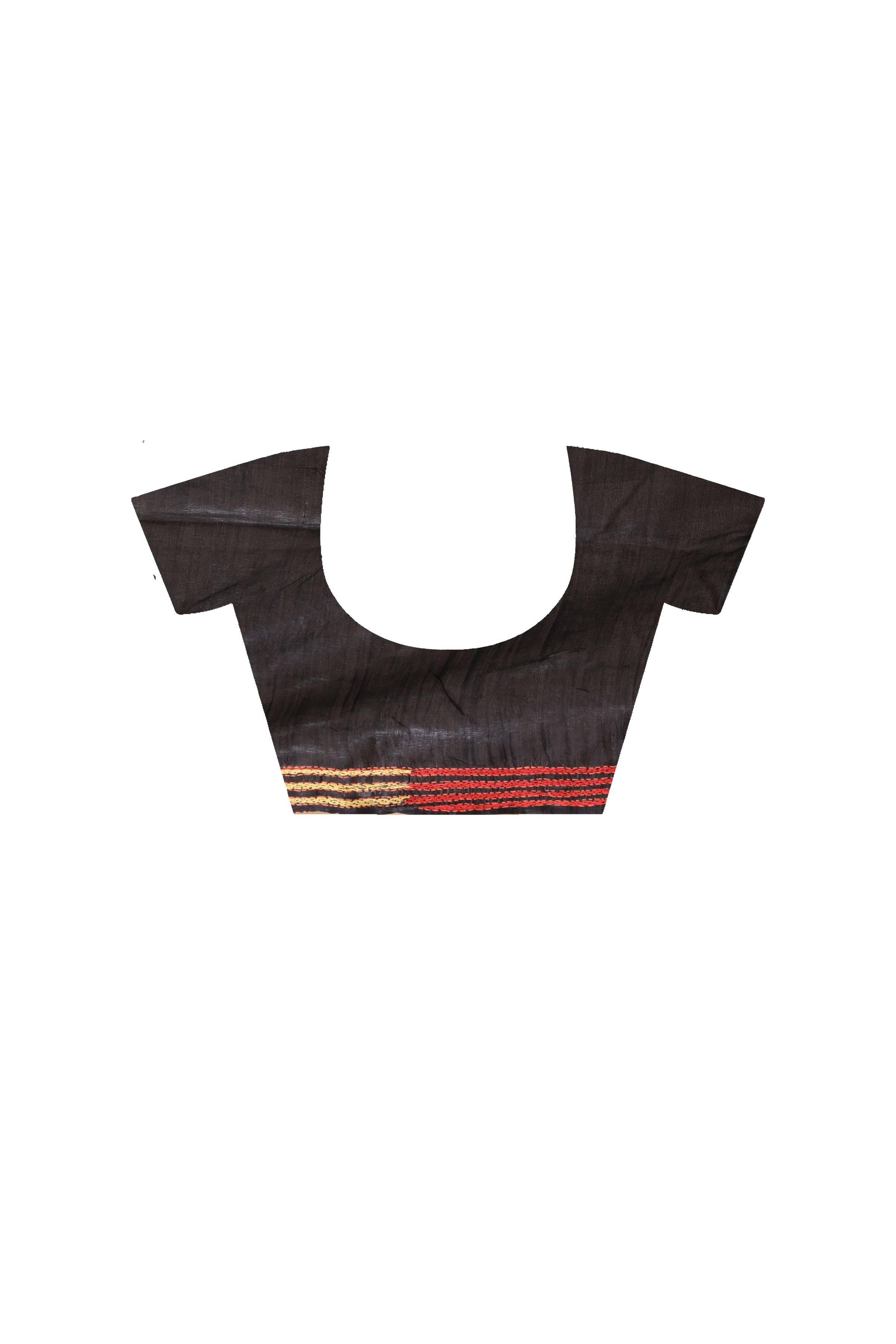 Black Pure Bangalore Silk Multicolor Thread Revers Work Kantha Stitch Saree