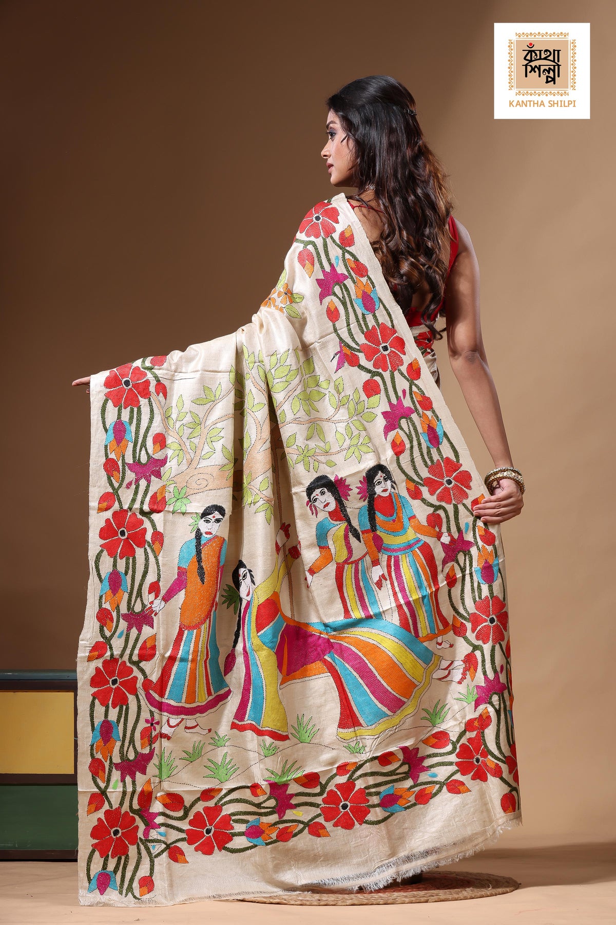 Pure Gachi Tussar Kantha Stitch Saree SN2630637