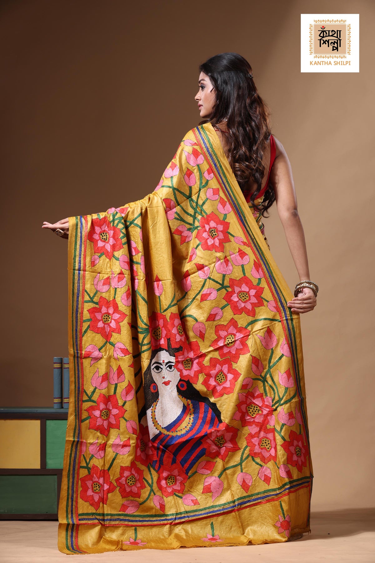 Dye Pure Gachi Tussar Kantha Stitch Saree SN2630650