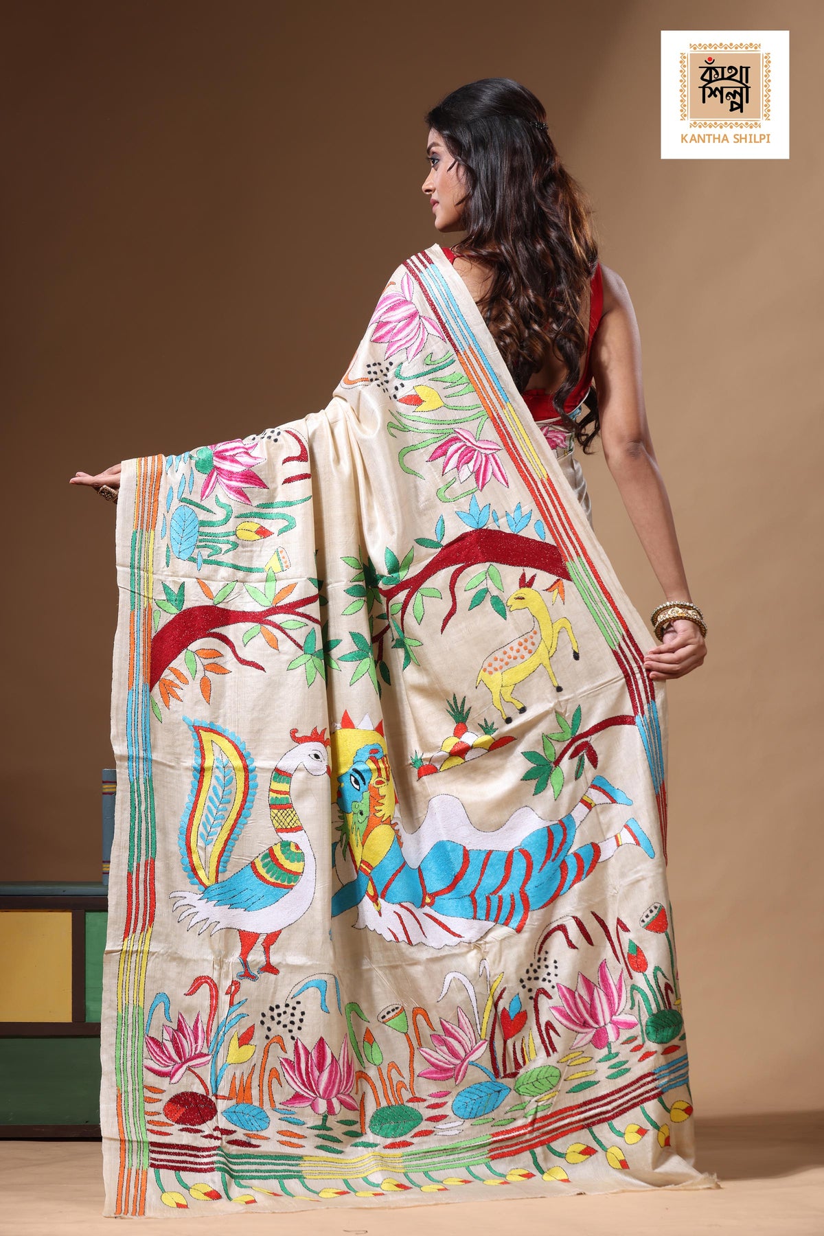 Pure Gachi Tussar Kantha Stitch Saree SN2630656