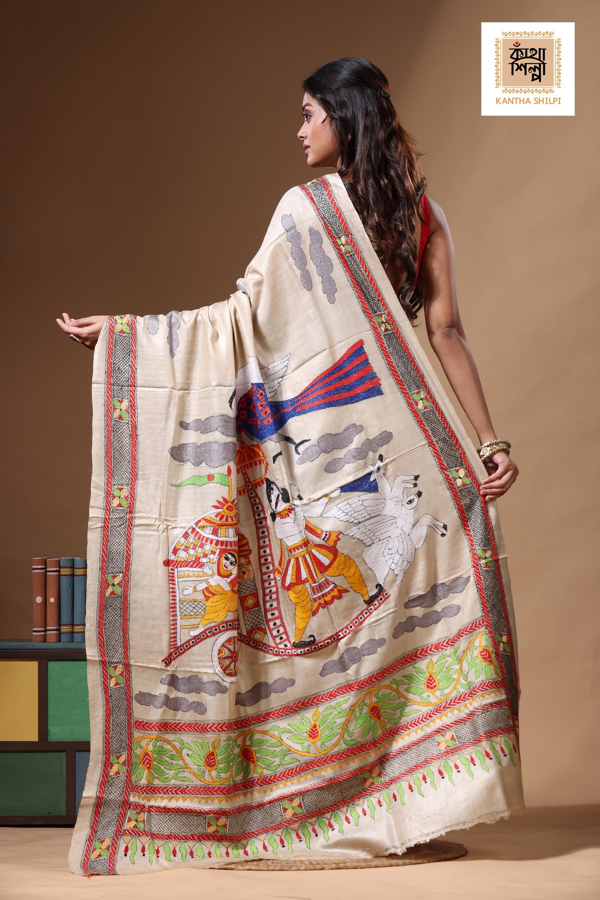 Pure Gachi Tussar Kantha Stitch Saree SN2630674
