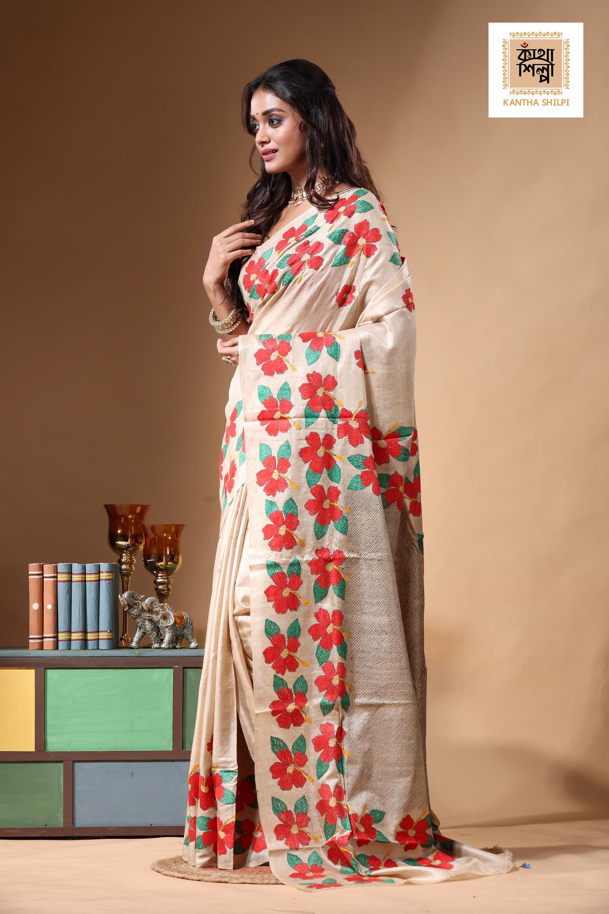 Pure Gachi Tussar Kantha Stitch Saree SN2630680