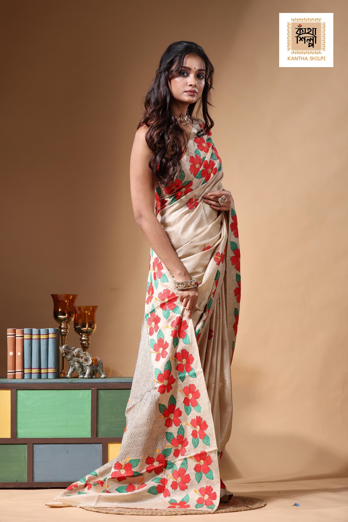 Pure Gachi Tussar Kantha Stitch Saree SN2630680