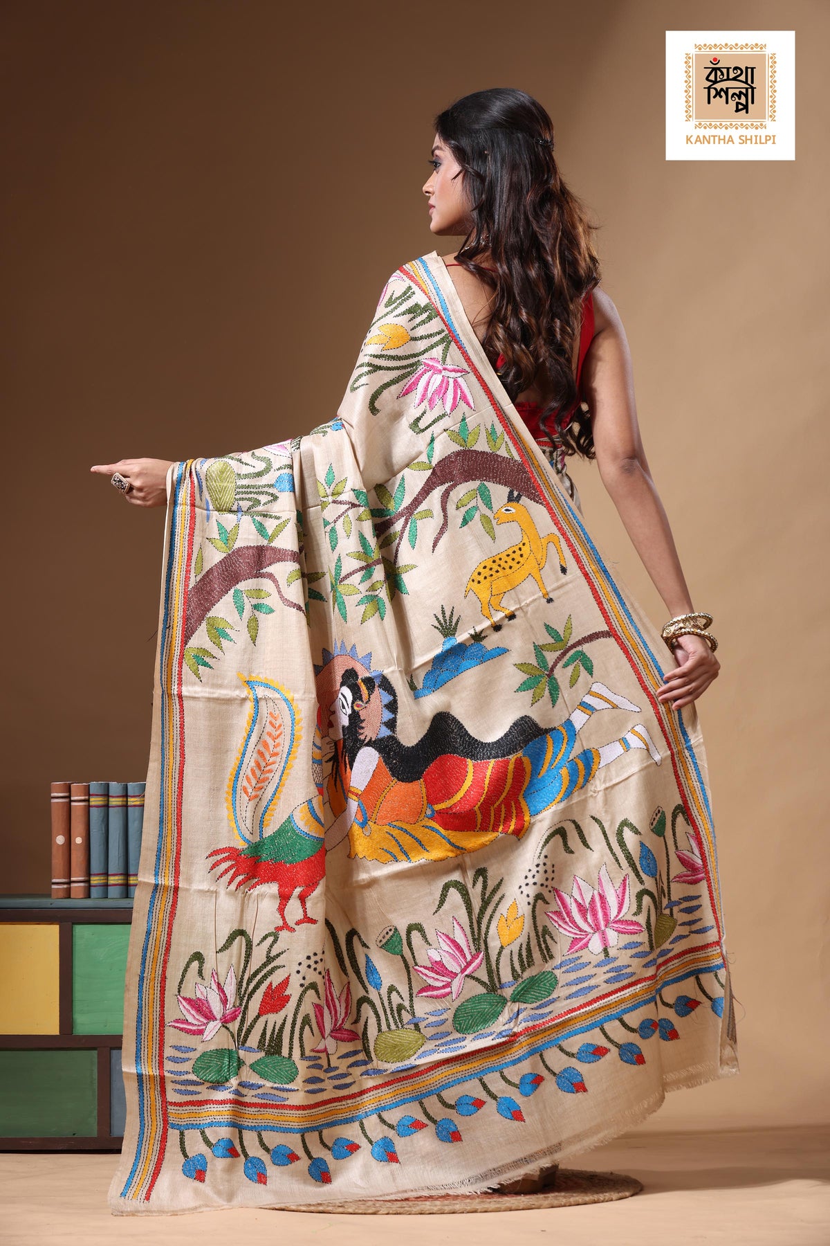 Pure Gachi Tussar Kantha Stitch Saree SN2630717