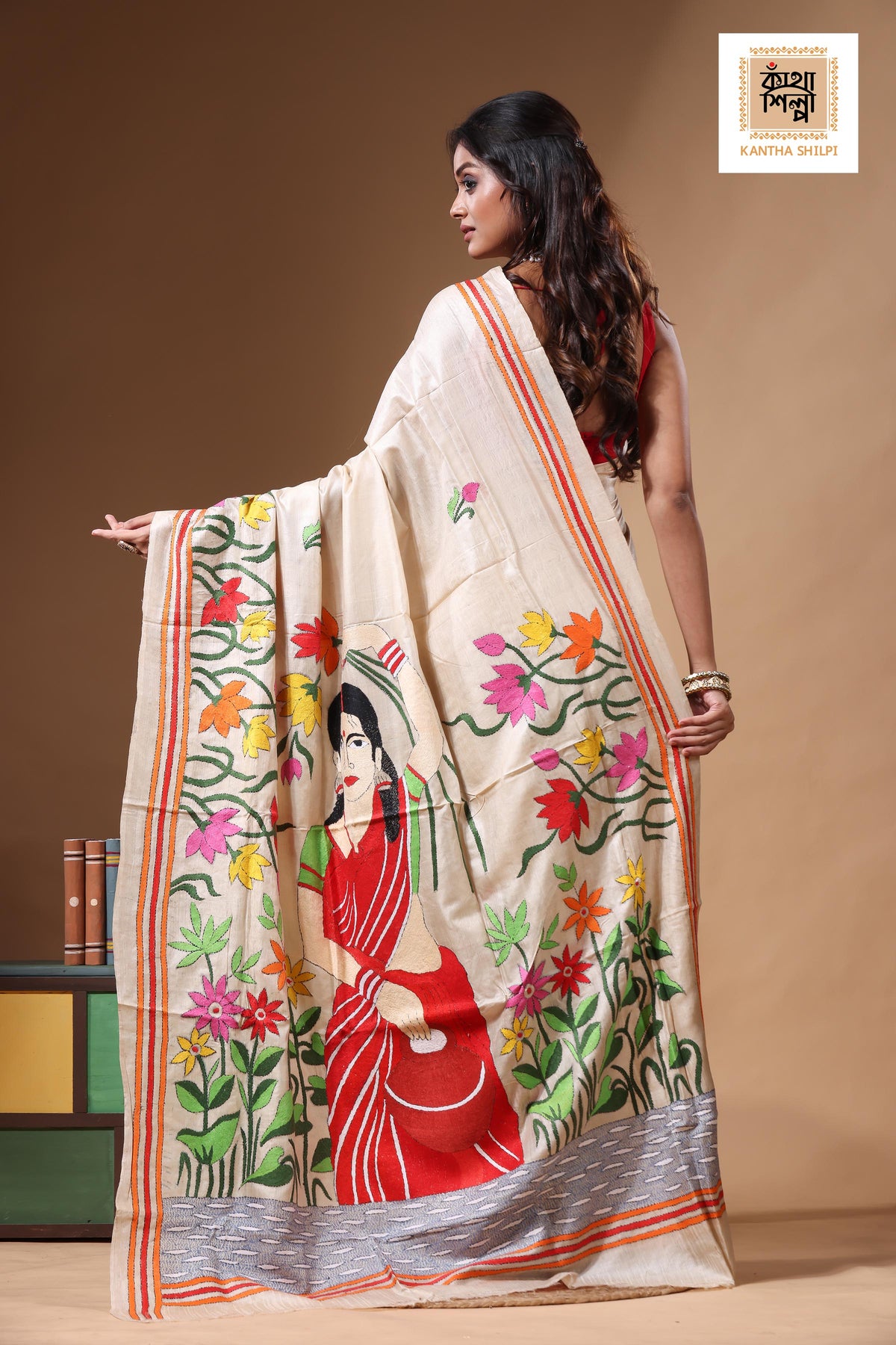Pure Gachi Tussar Kantha Stitch Saree SN2630729