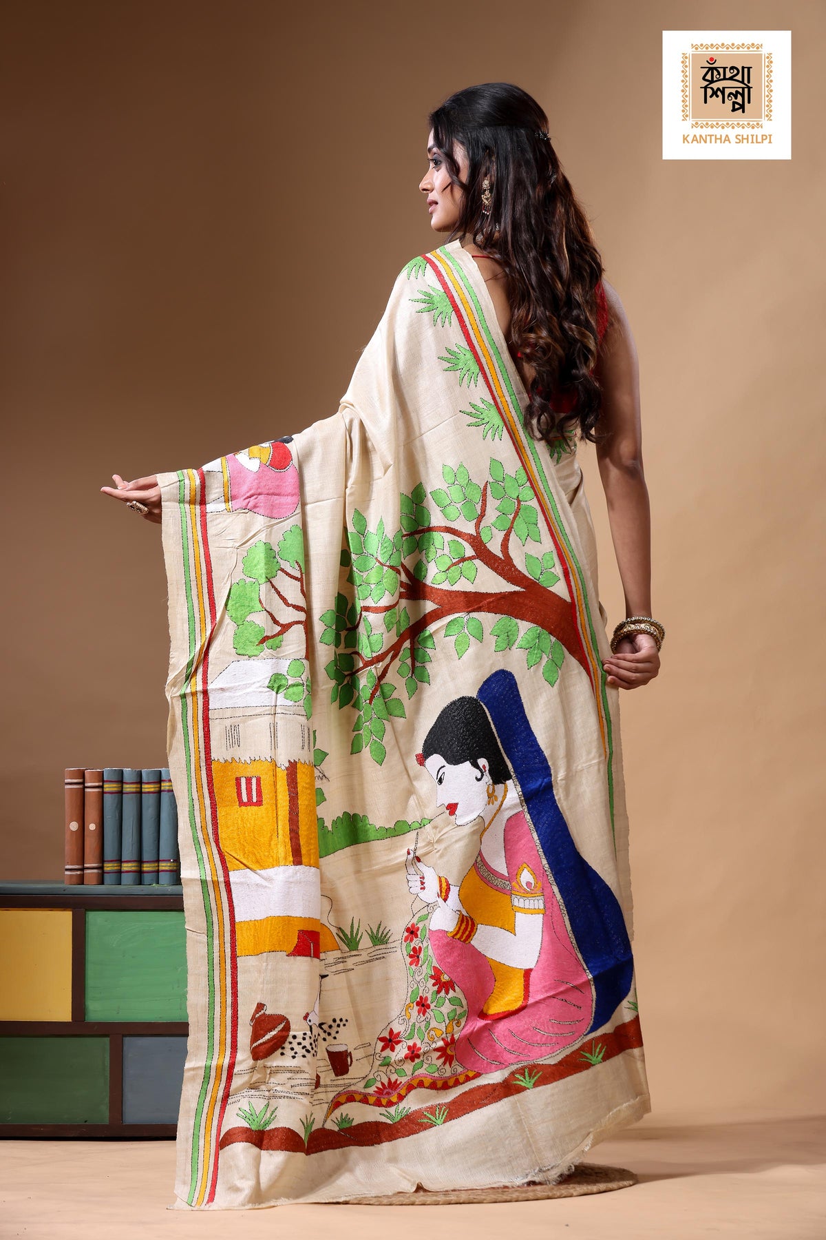 Pure Gachi Tussar Kantha Stitch Saree SN2630753