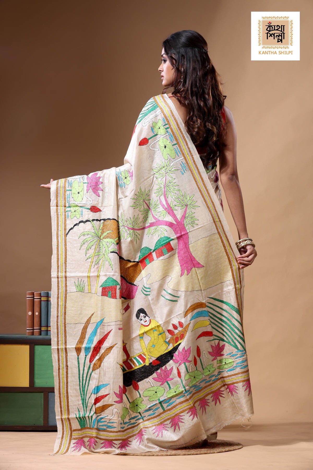 Pure Gachi Tussar Kantha Stitch Saree SN2630759