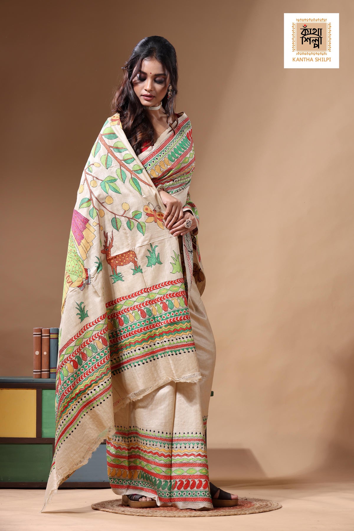 Pure Gachi Tussar Kantha Stitch Saree SN2630783