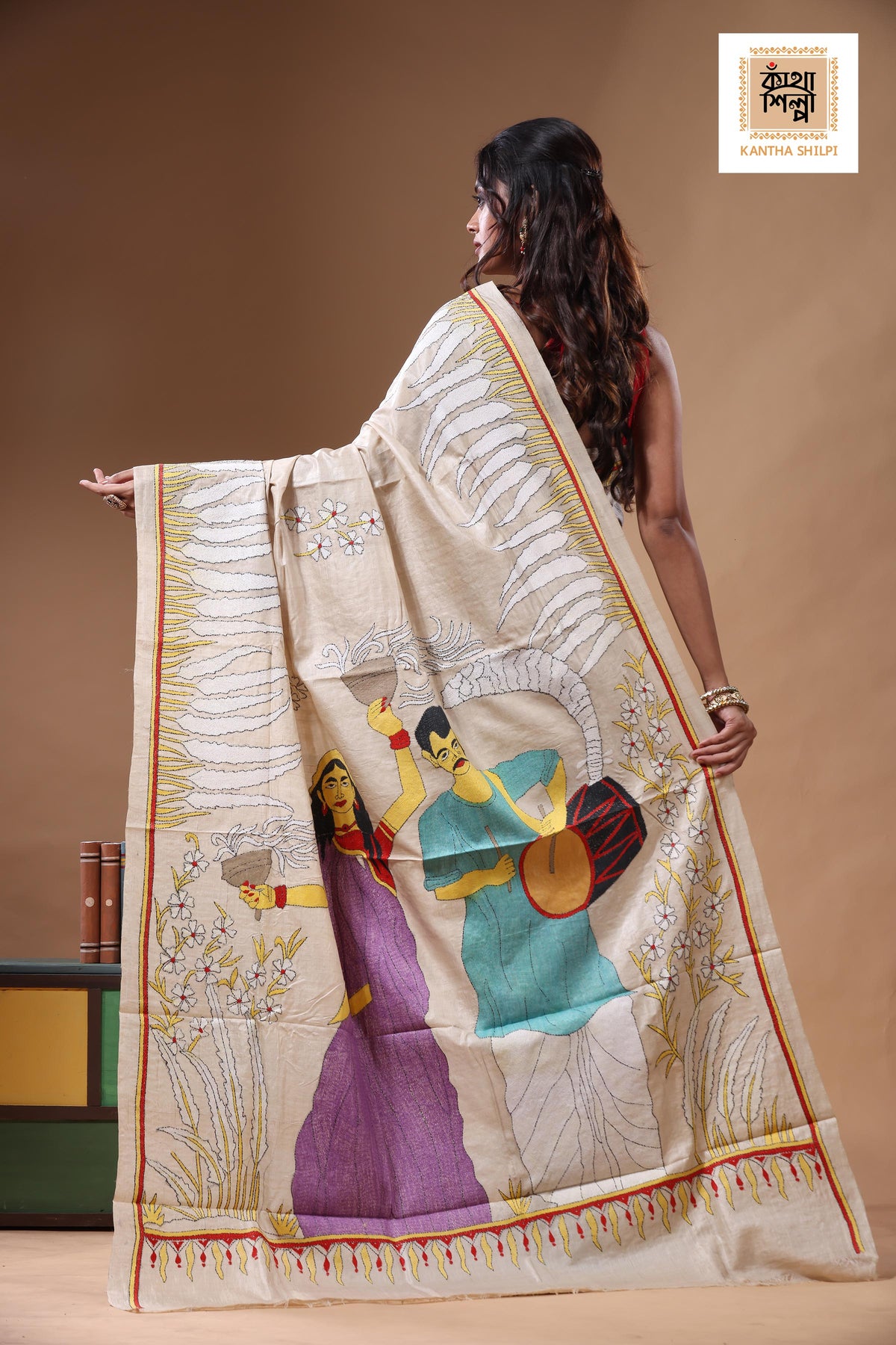 Pure Gachi Tussar Kantha Stitch Saree SN2630801