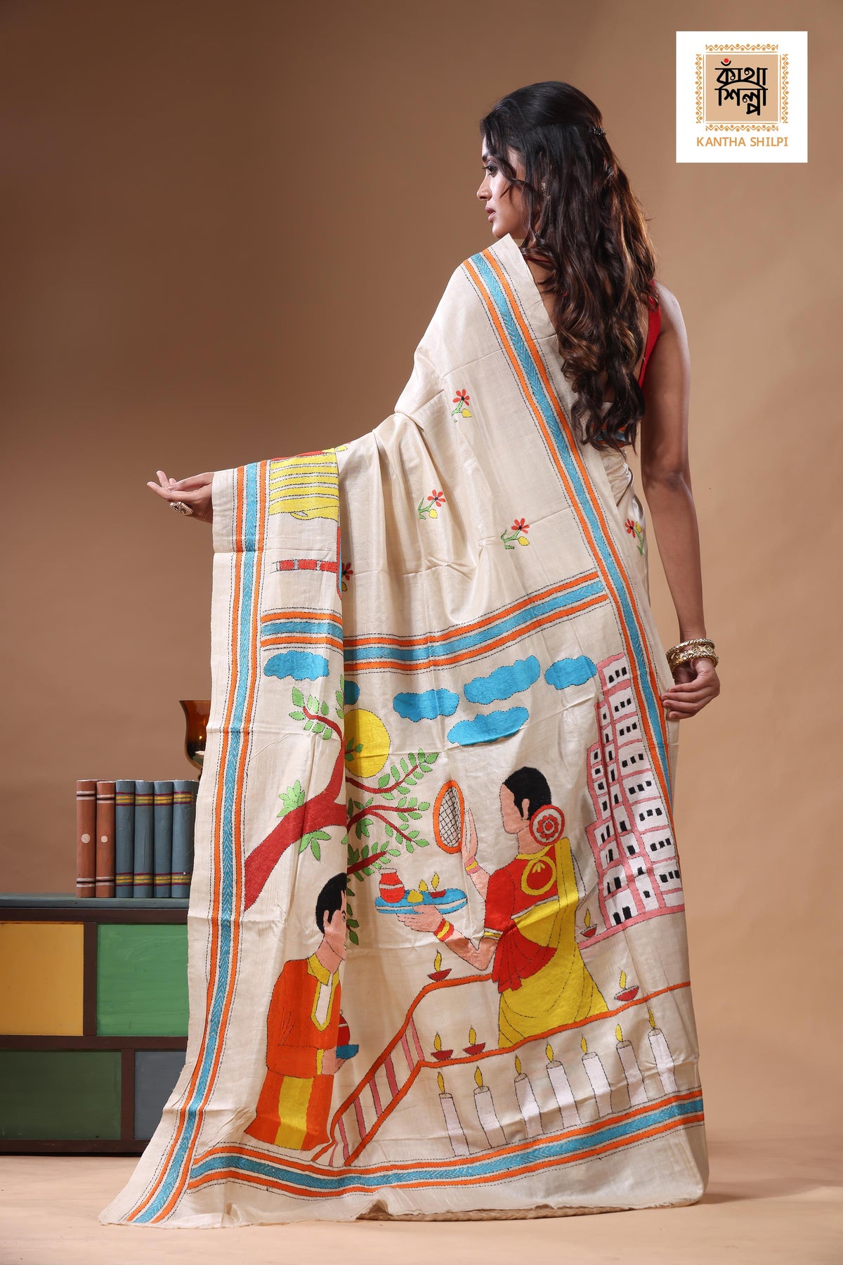 Pure Gachi Tussar Kantha Stitch Saree SN2630807