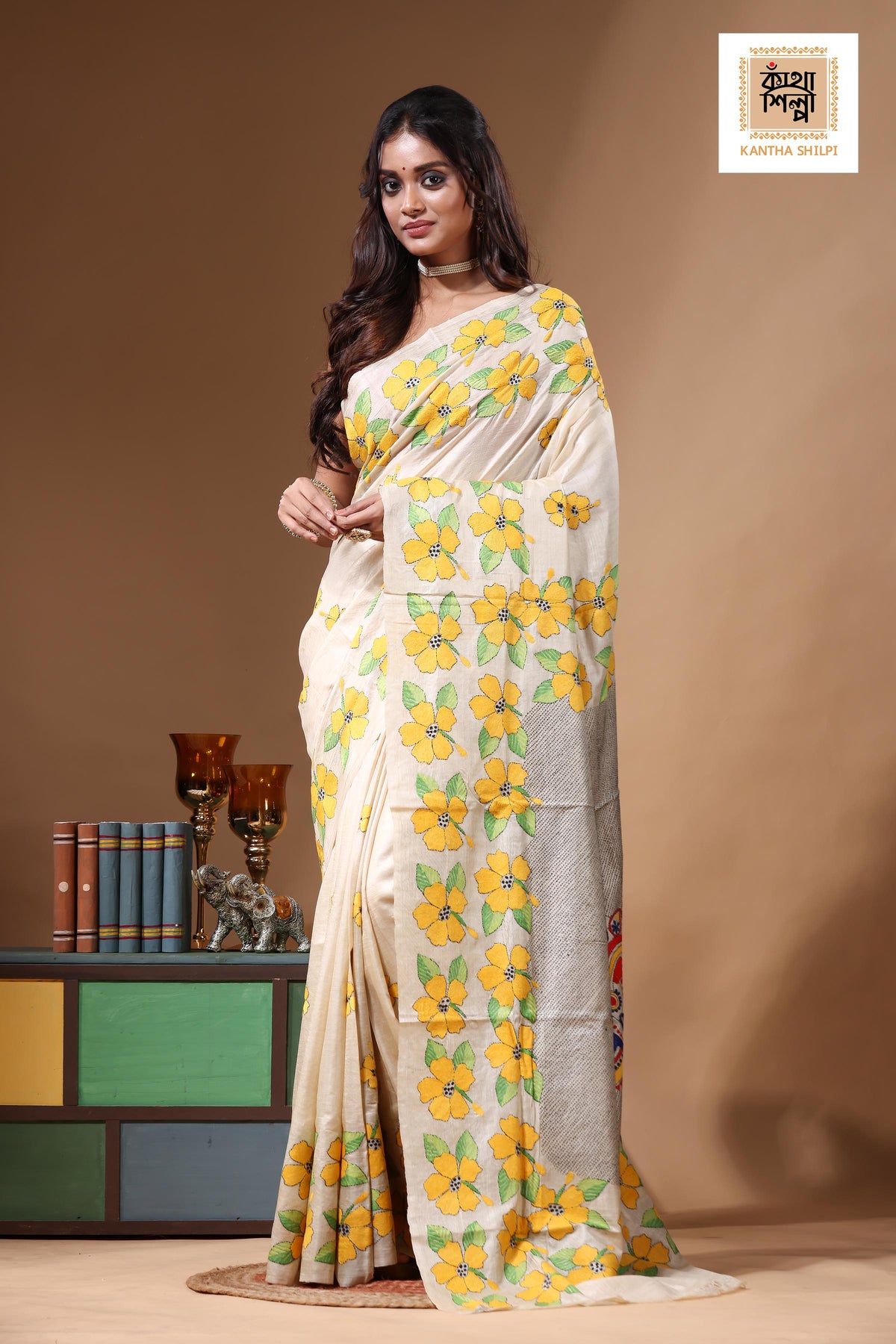 Pure Gachi Tussar Kantha Stitch Saree SN2630866