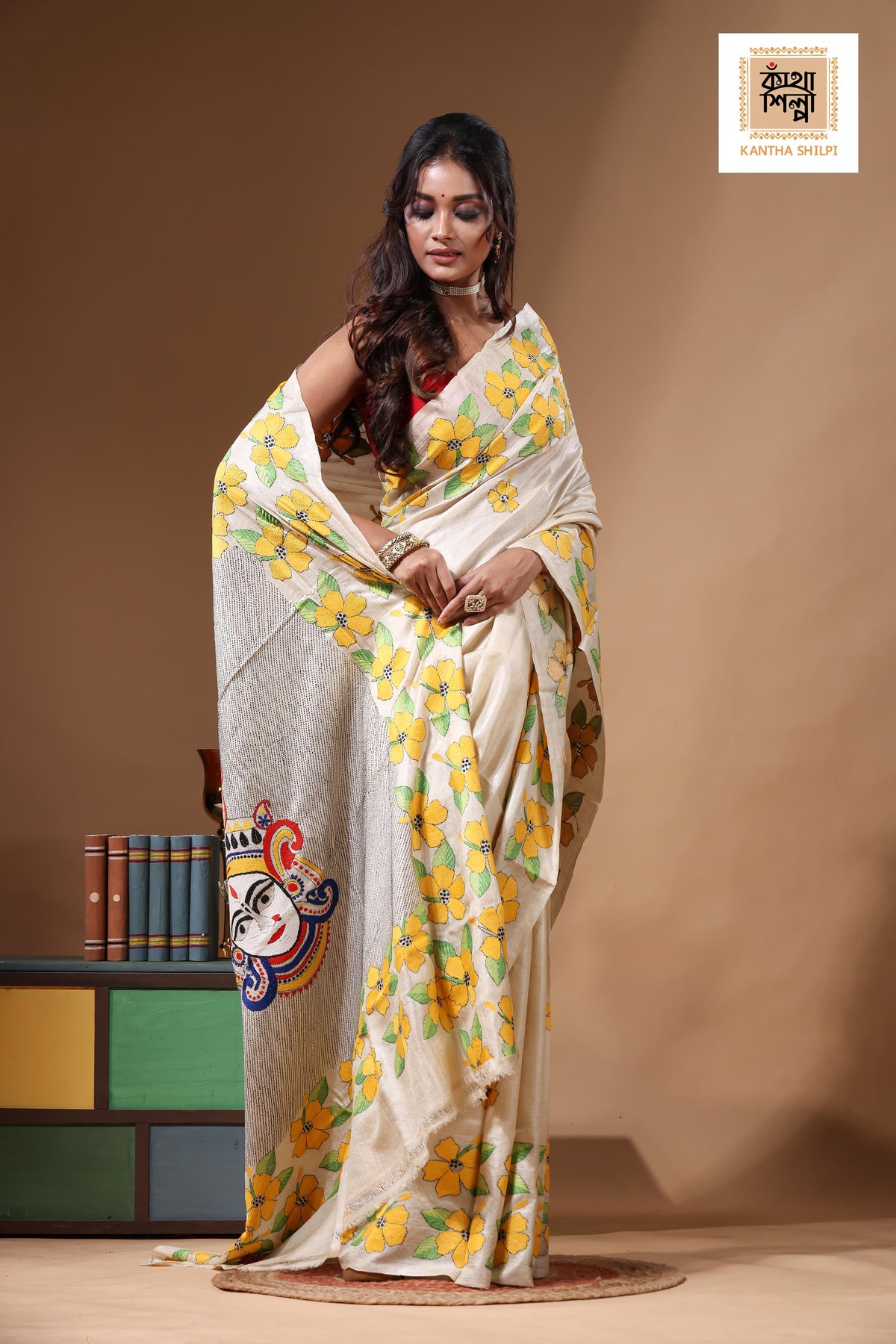 Pure Gachi Tussar Kantha Stitch Saree SN2630866