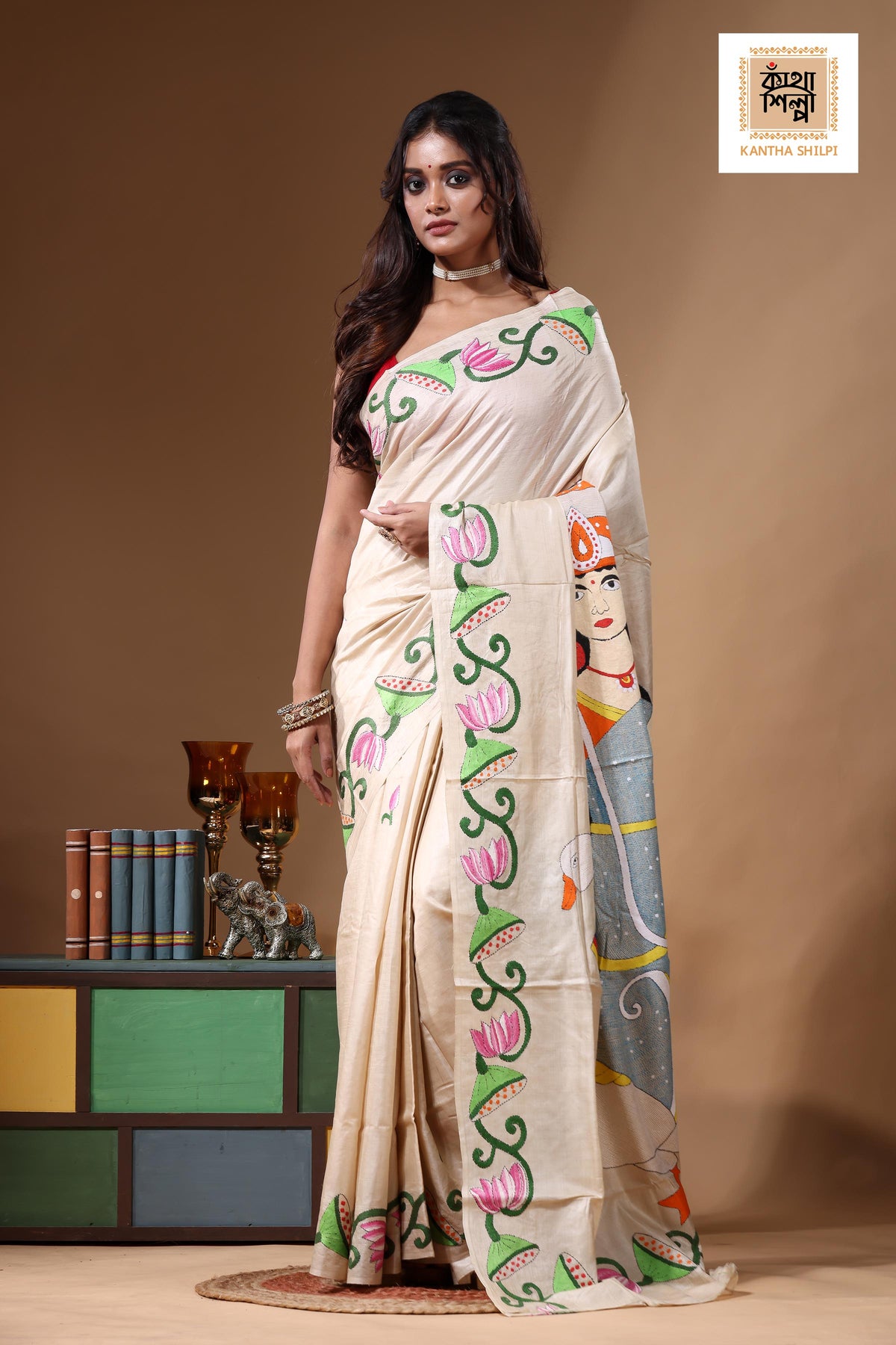 Pure Gachi Tussar Kantha Stitch Saree SN2630920