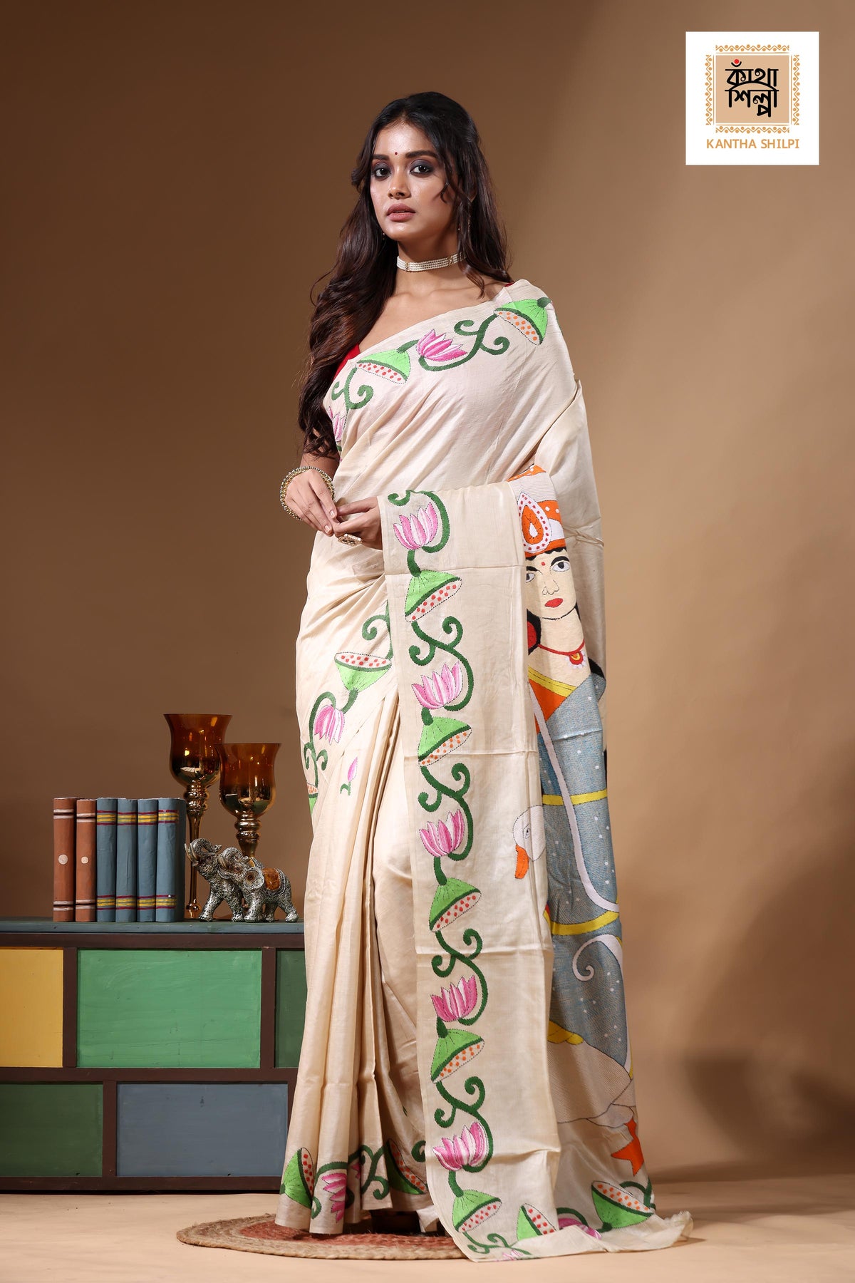Pure Gachi Tussar Kantha Stitch Saree SN2630920