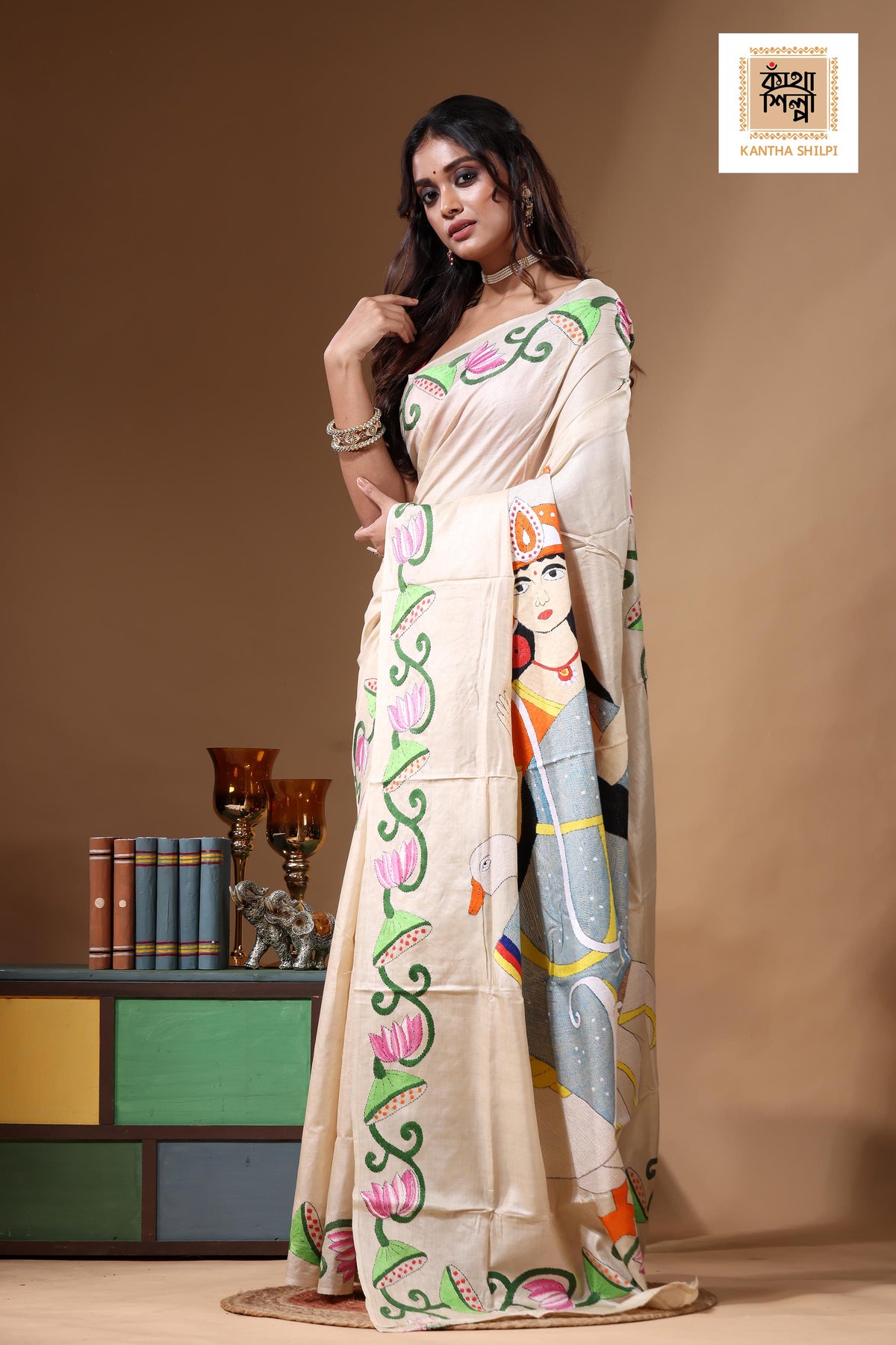 Pure Gachi Tussar Kantha Stitch Saree SN2630920