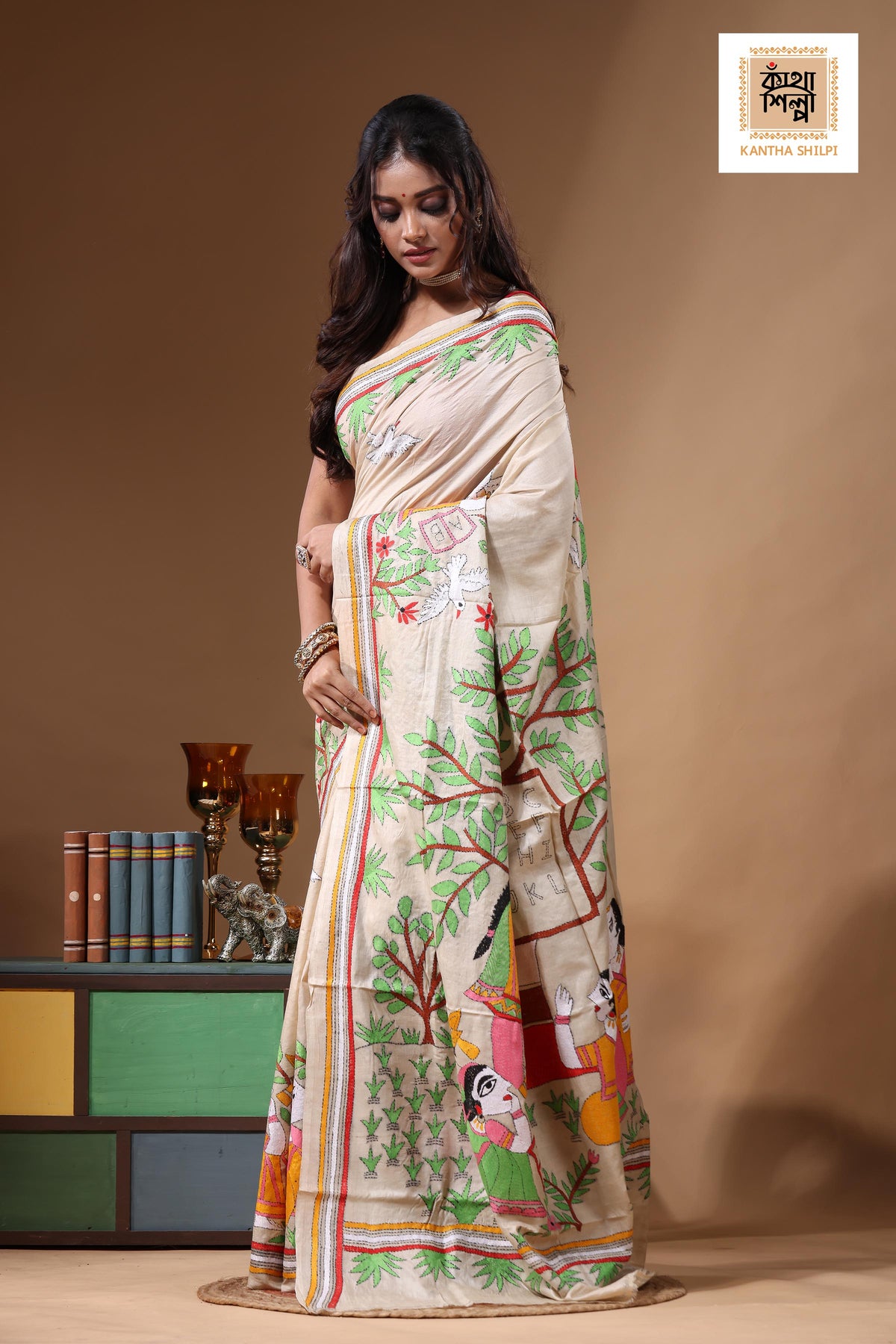 Pure Gachi Tussar Kantha Stitch Saree SN2631085