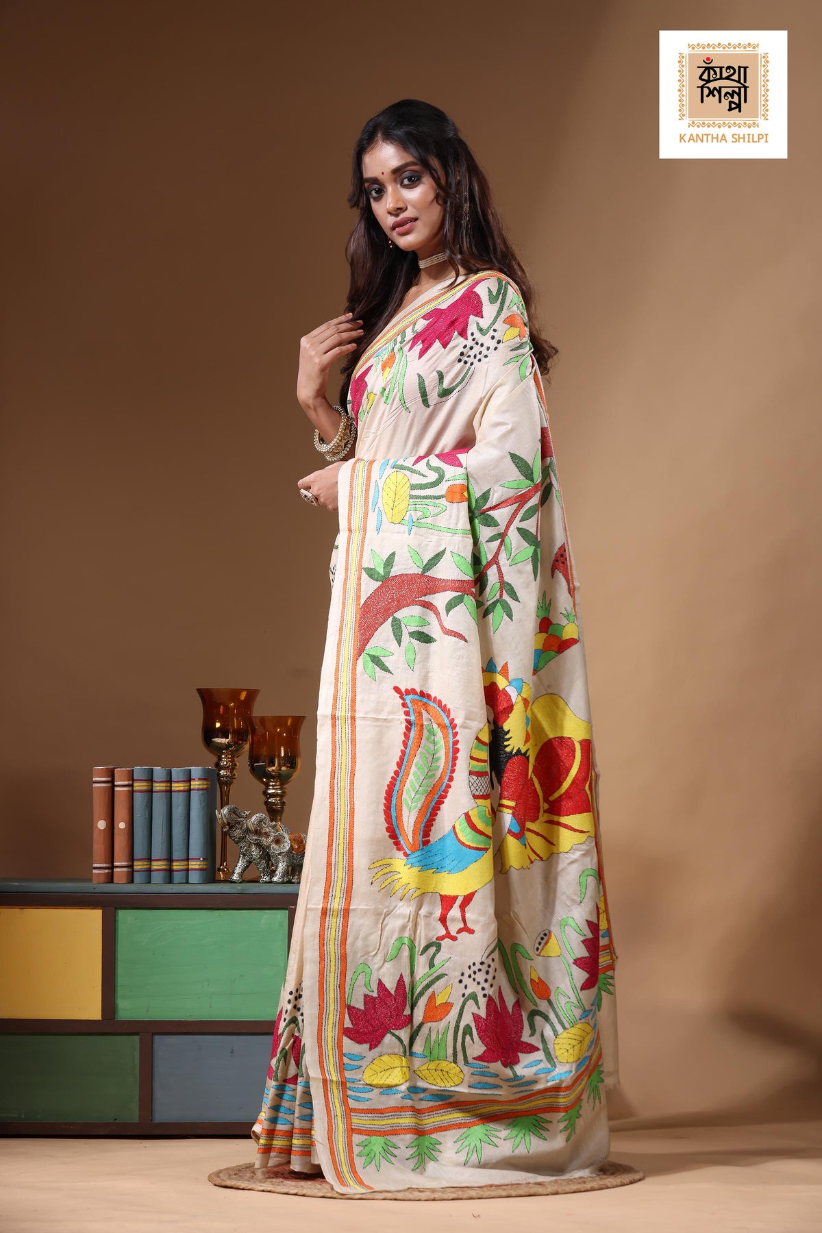 Pure Gachi Tussar Kantha Stitch Saree SN2631128