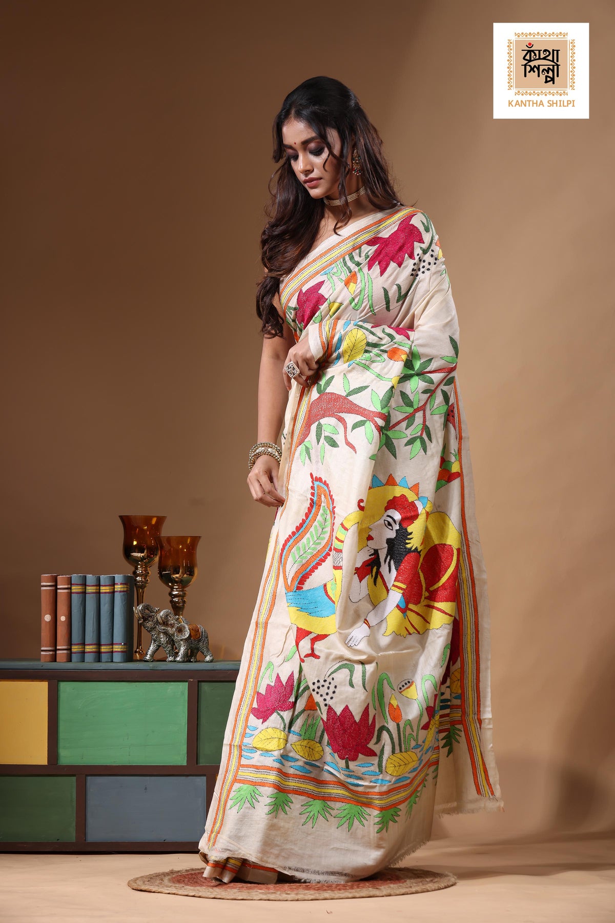Pure Gachi Tussar Kantha Stitch Saree SN2631128