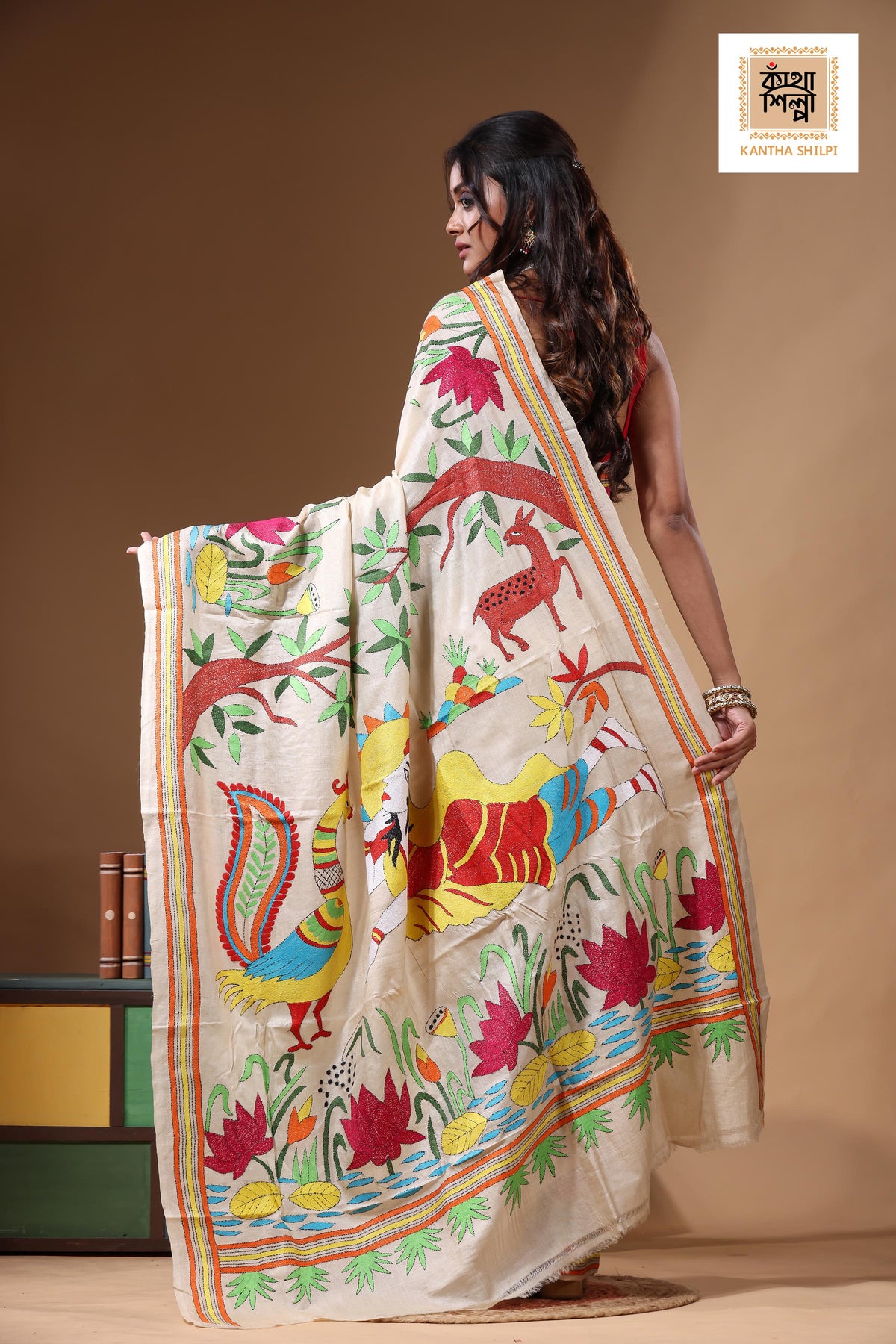 Pure Gachi Tussar Kantha Stitch Saree SN2631128