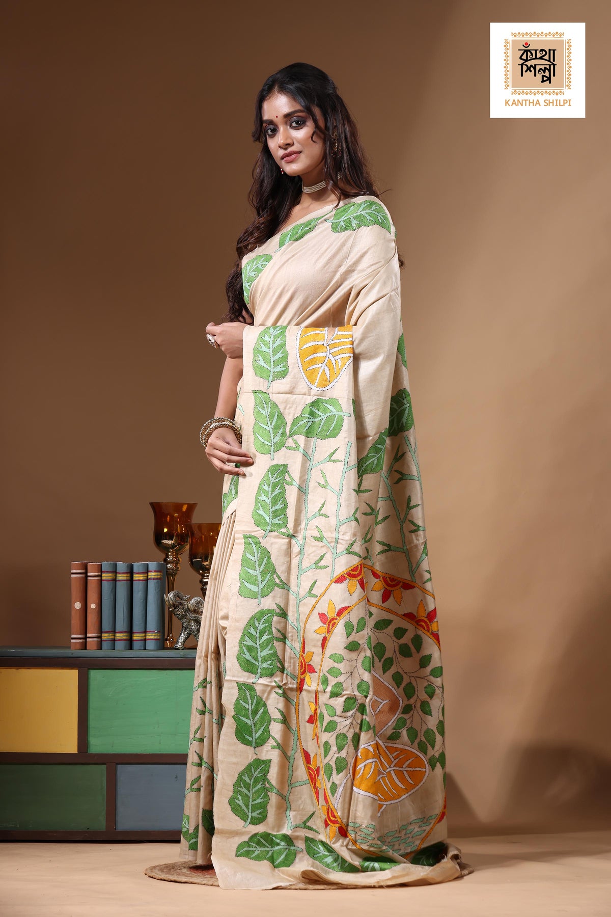 Pure Gachi Tussar Kantha Stitch Saree SN2631202
