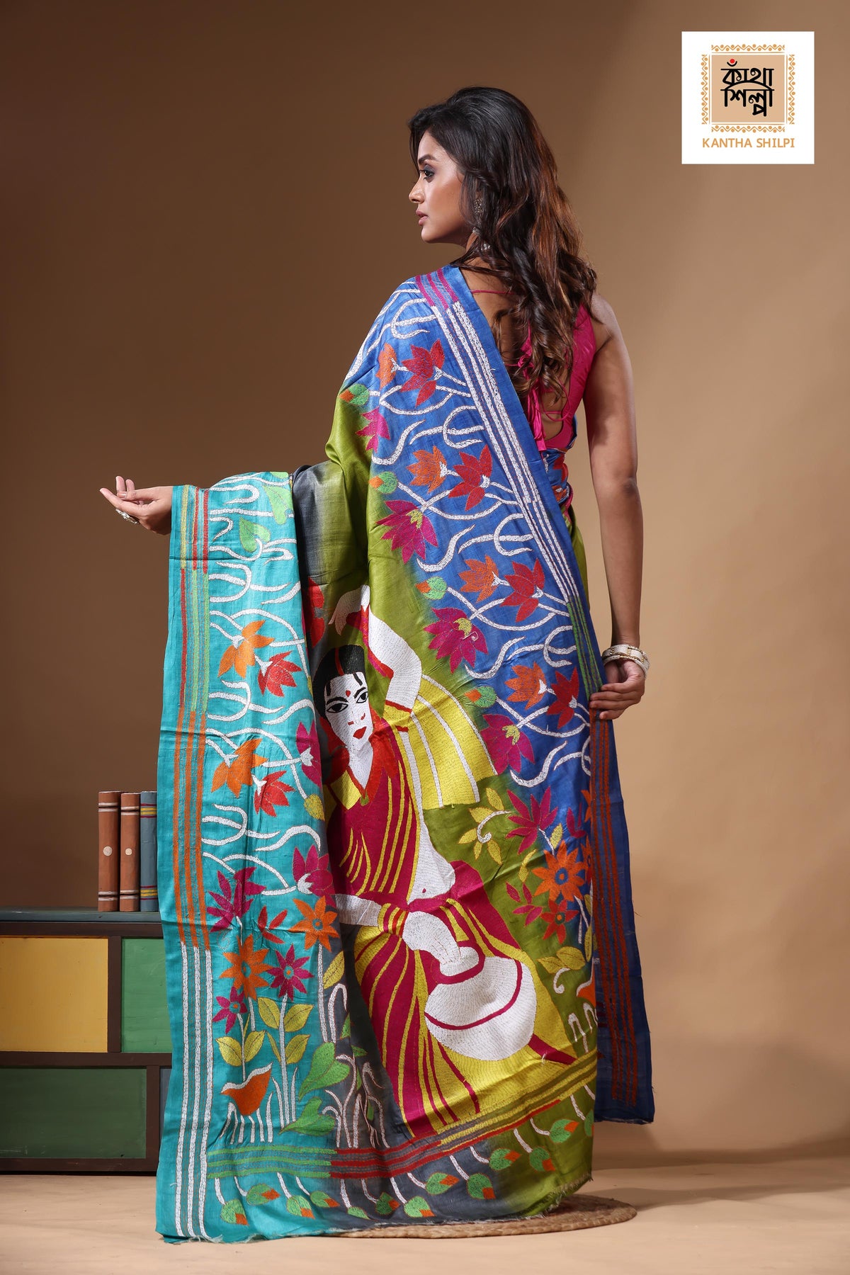 Dye Pure Gachi Tussar Kantha Stitch Saree SN2631263
