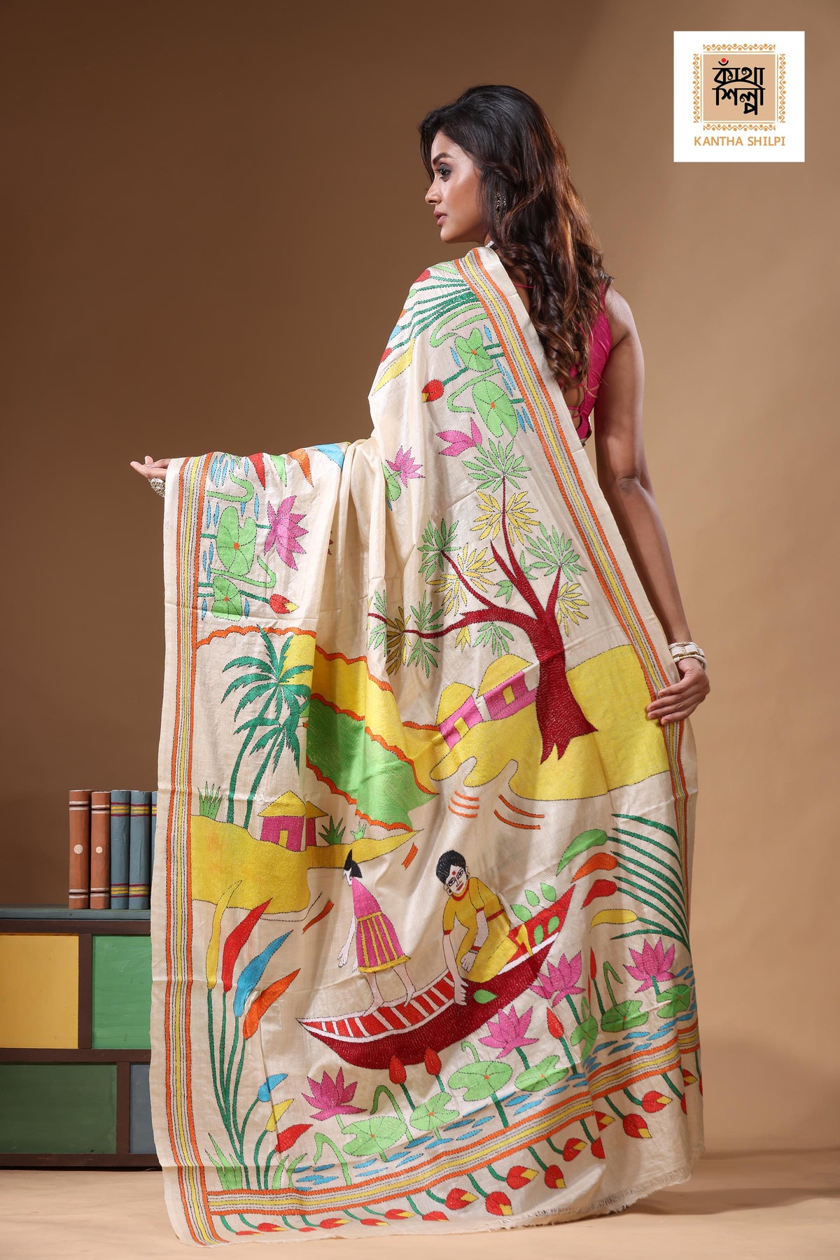 Pure Gachi Tussar Kantha Stitch Saree SN2631280