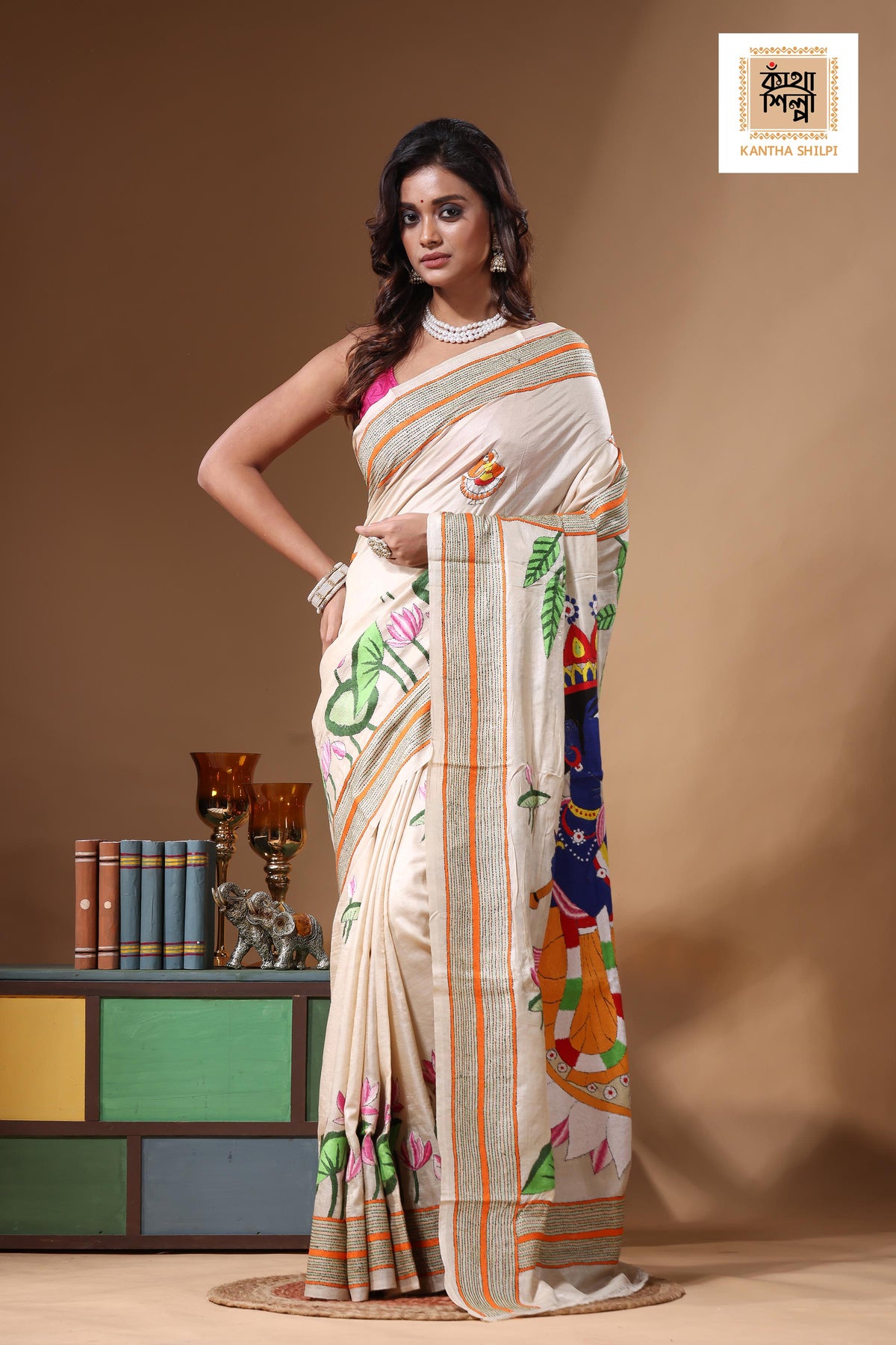 Pure Gachi Tussar Kantha Stitch Saree SN2631340