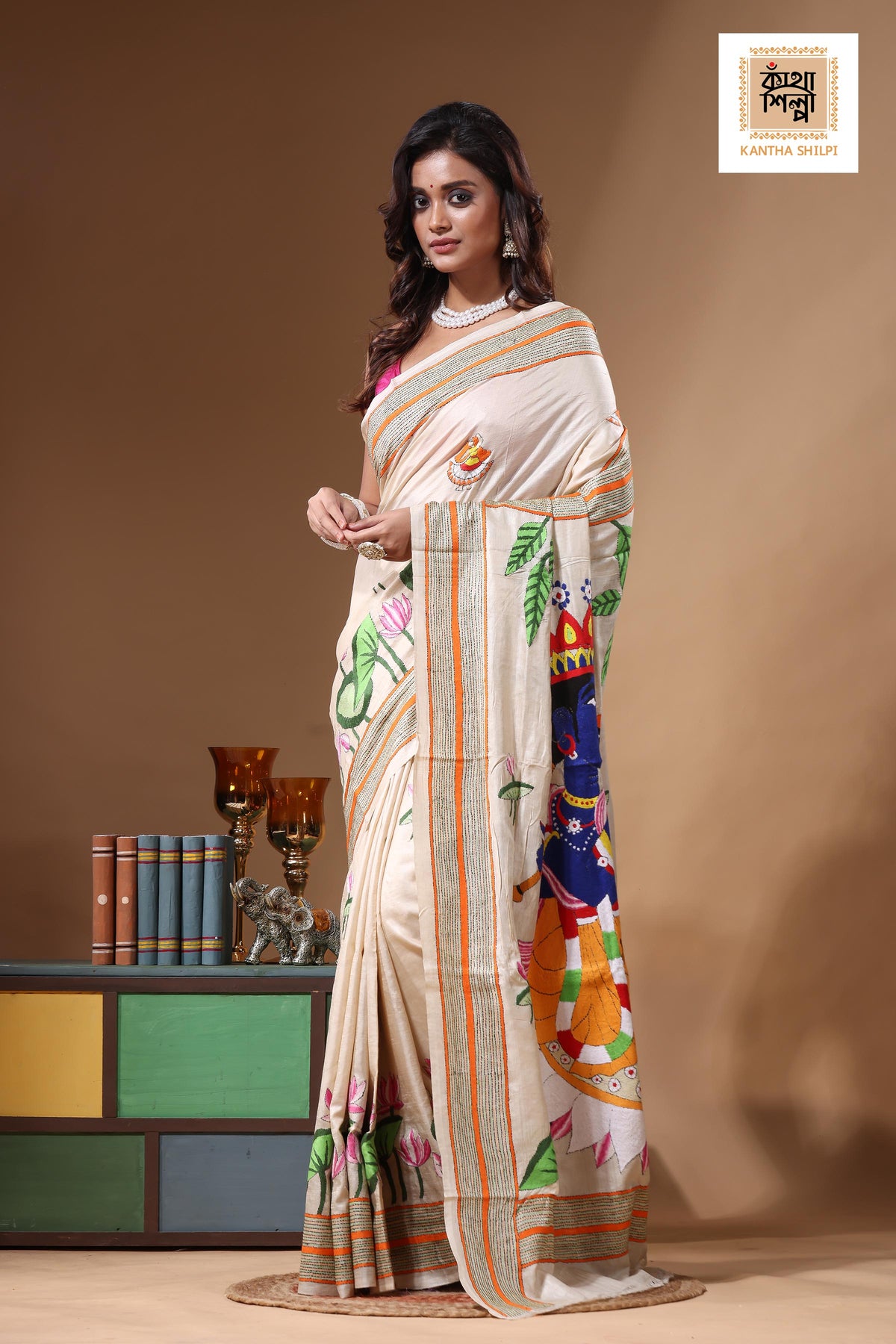 Pure Gachi Tussar Kantha Stitch Saree SN2631340
