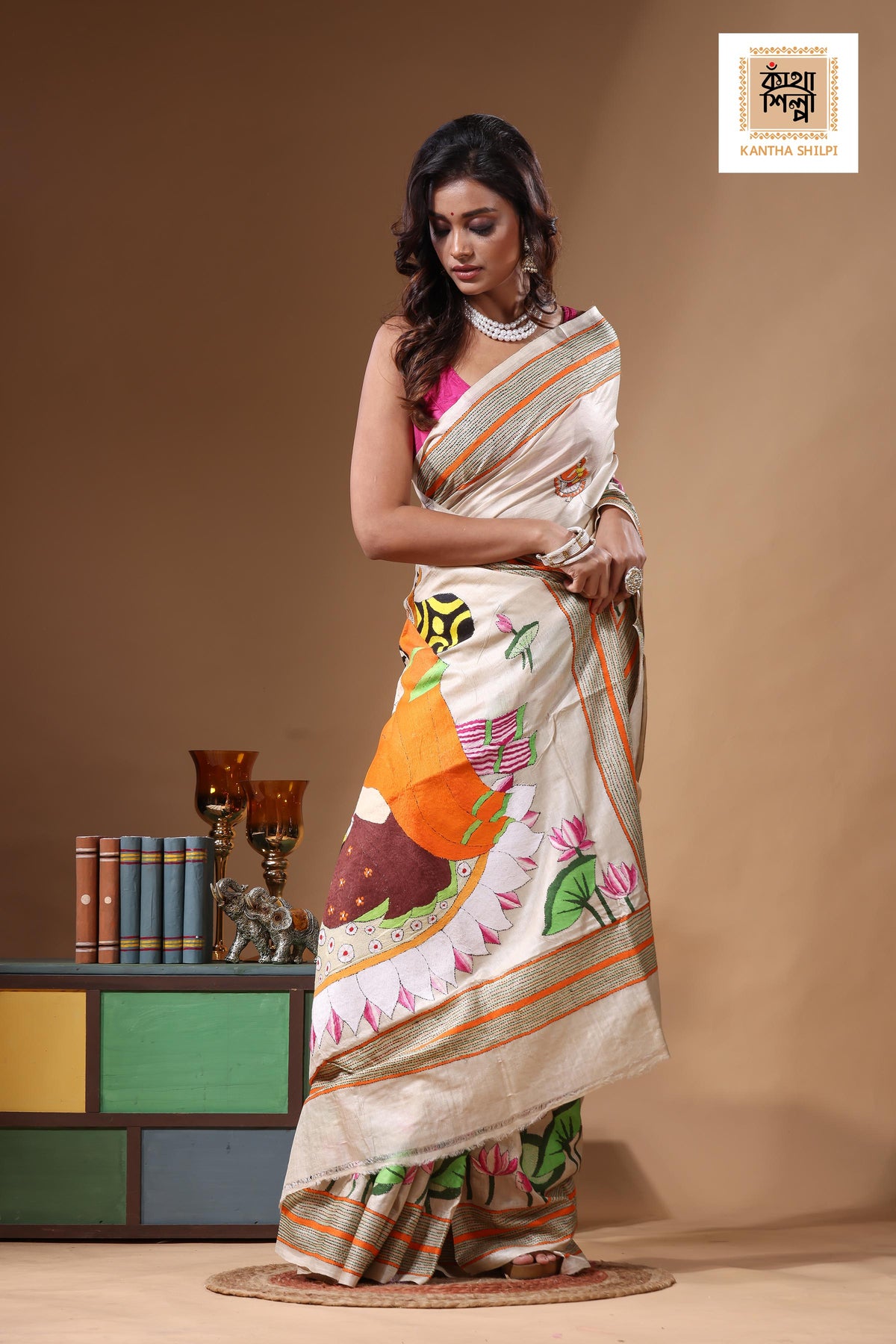 Pure Gachi Tussar Kantha Stitch Saree SN2631340