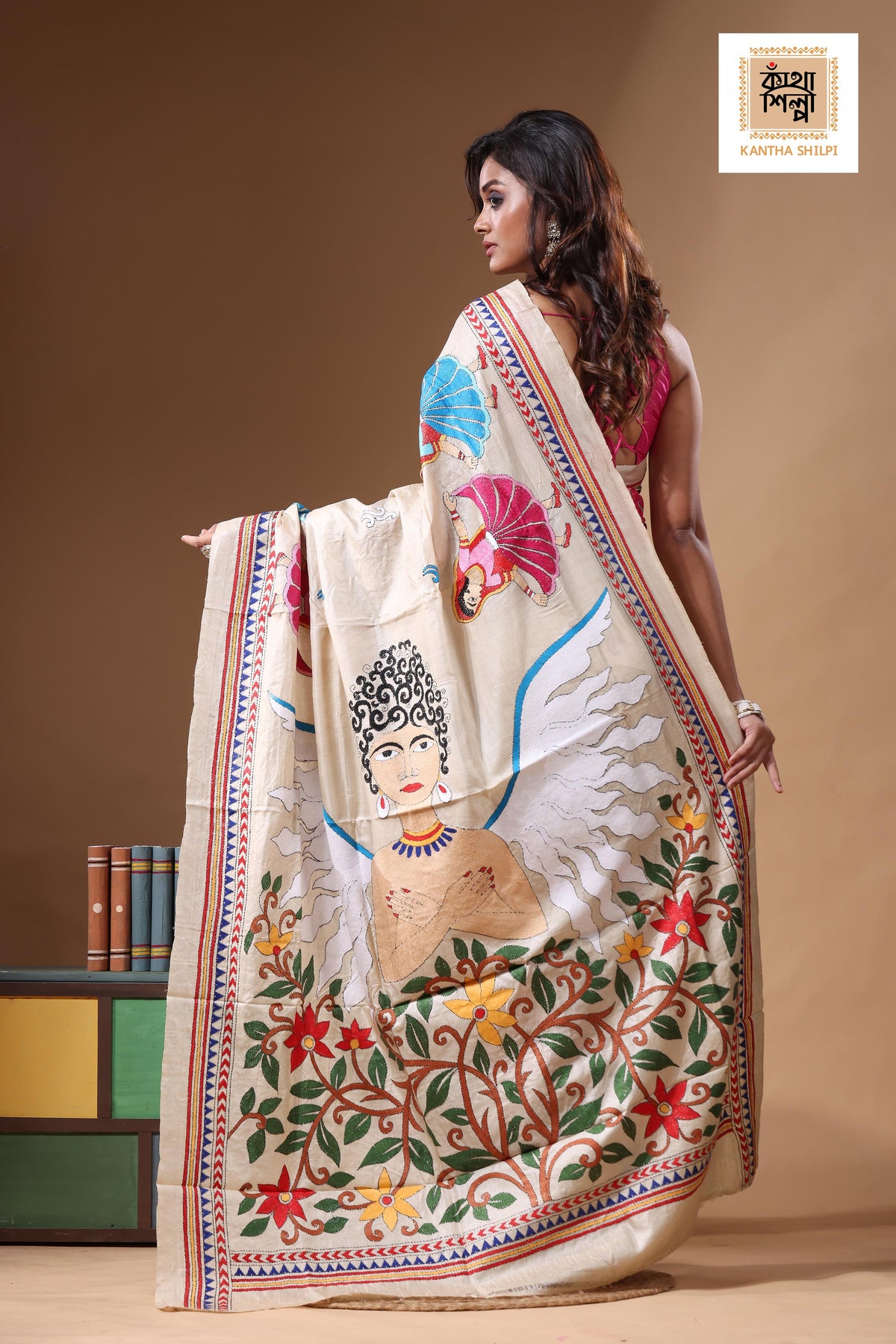Pure Gachi Tussar Kantha Stitch Saree SN2631346