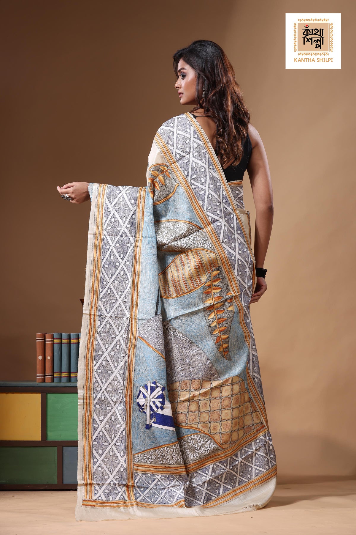 Pure Gachi Tussar Kantha Stitch Saree SN2631480