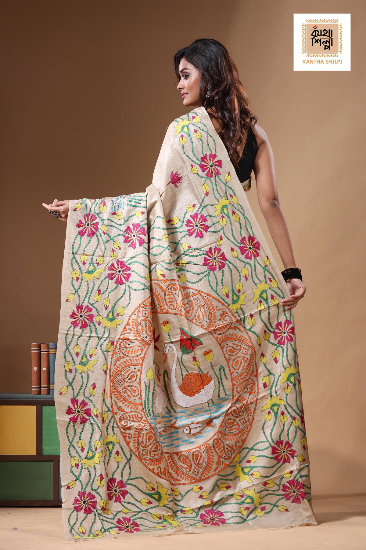 Pure Gachi Tussar Kantha Stitch Saree SN2631504