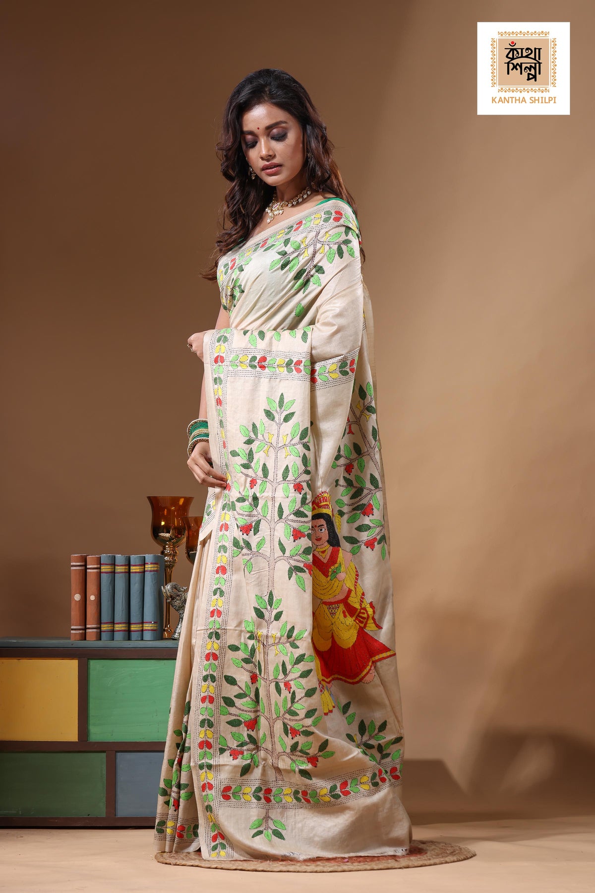 Pure Gachi Tussar Kantha Stitch Saree SN2631576
