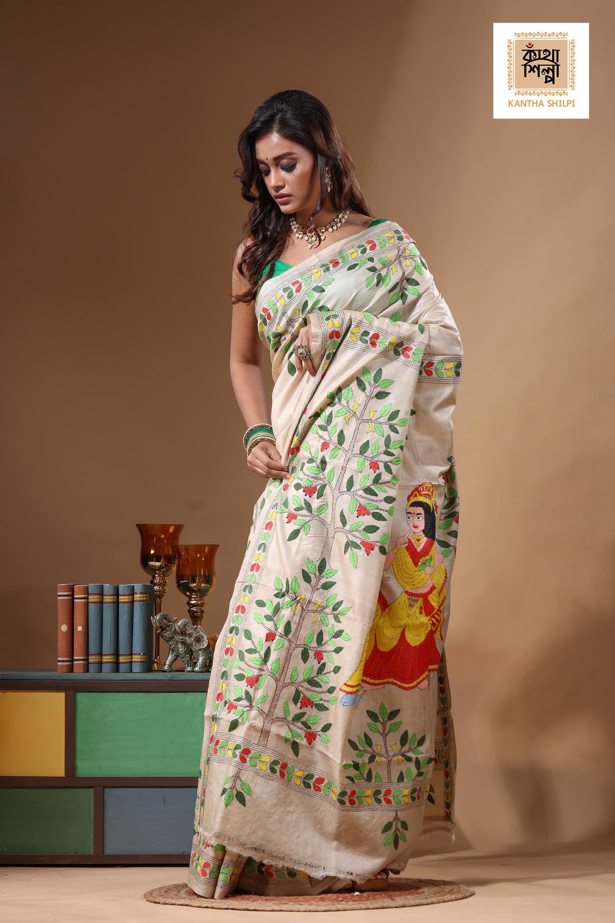 Pure Gachi Tussar Kantha Stitch Saree SN2631576