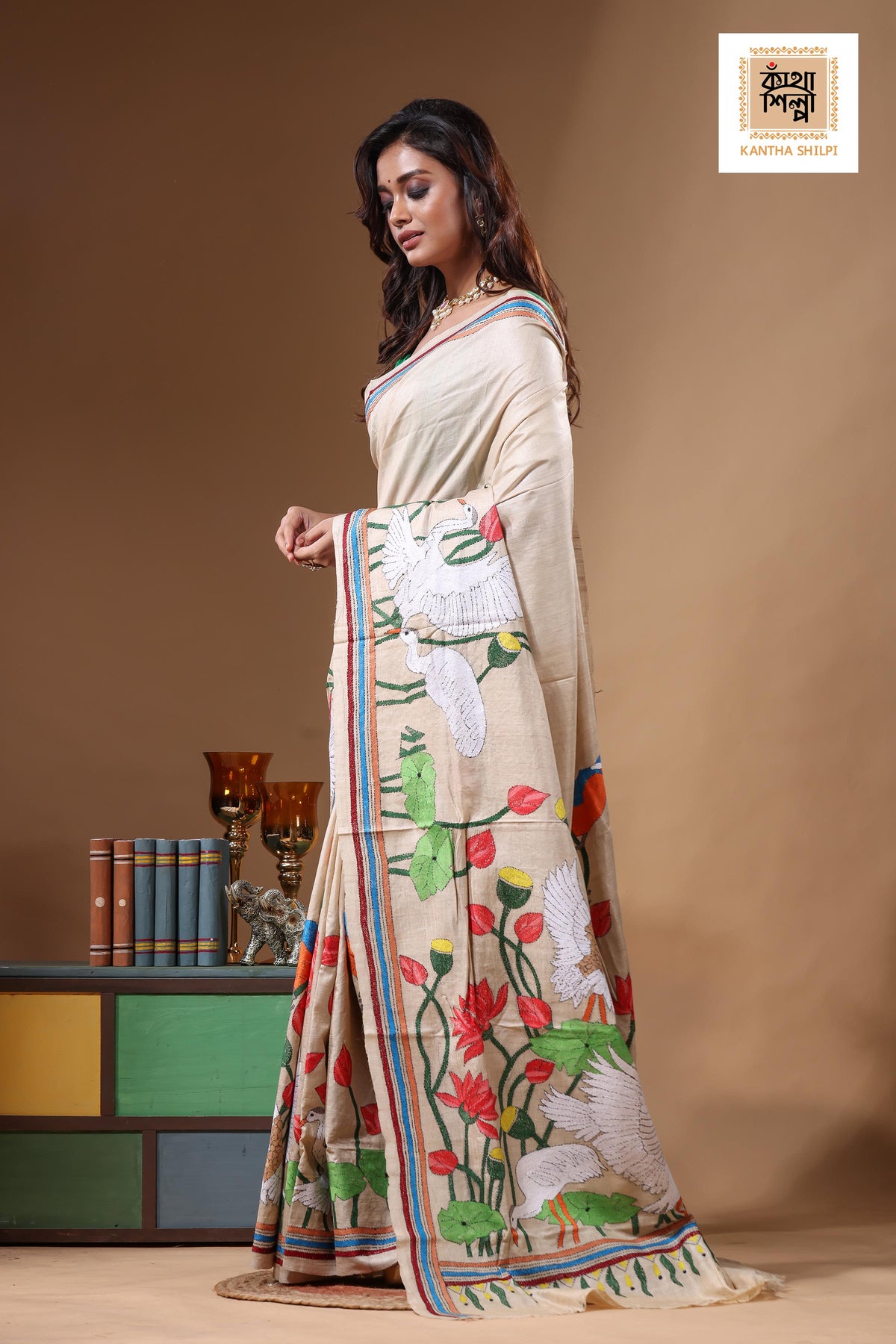 Pure Gachi Tussar Kantha Stitch Saree SN2631582