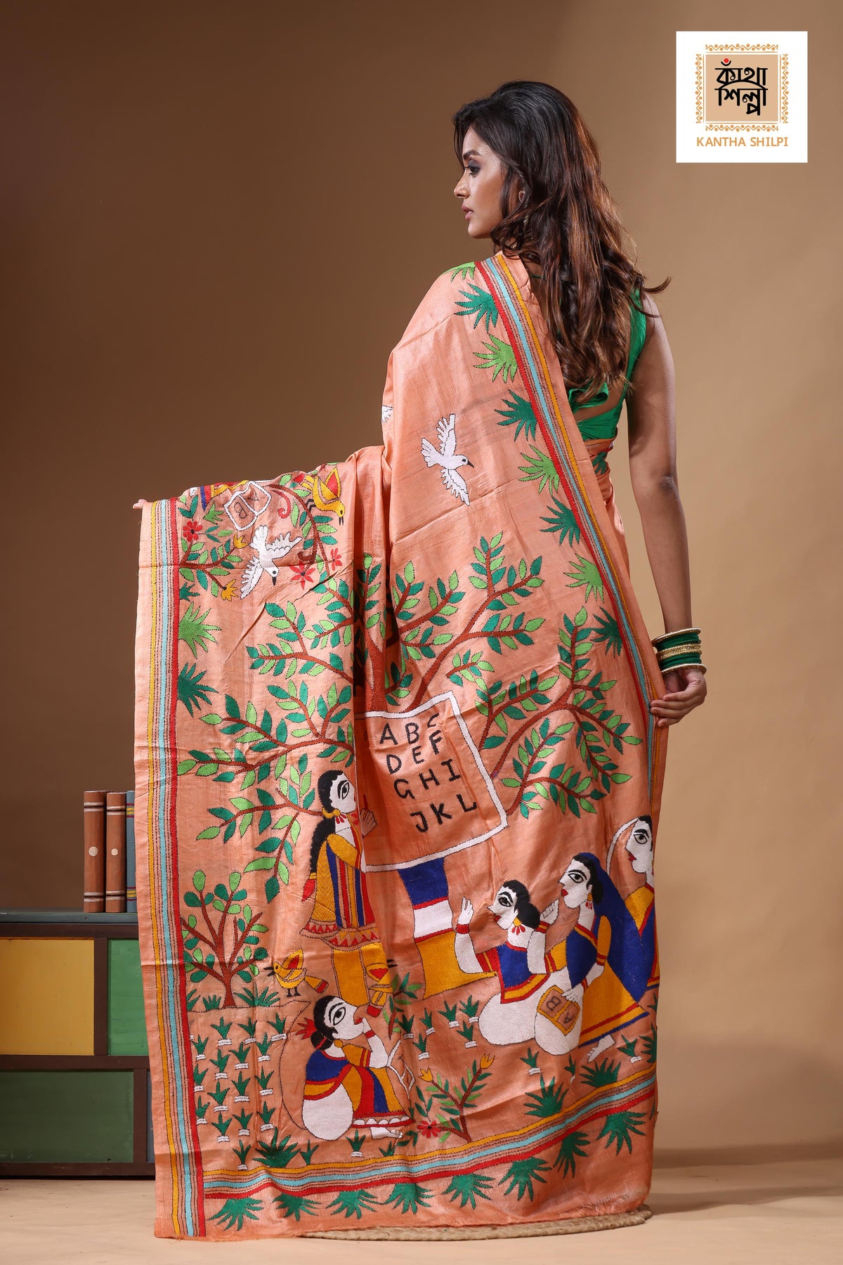 Dye Pure Gachi Tussar Kantha Stitch Saree SN2631607