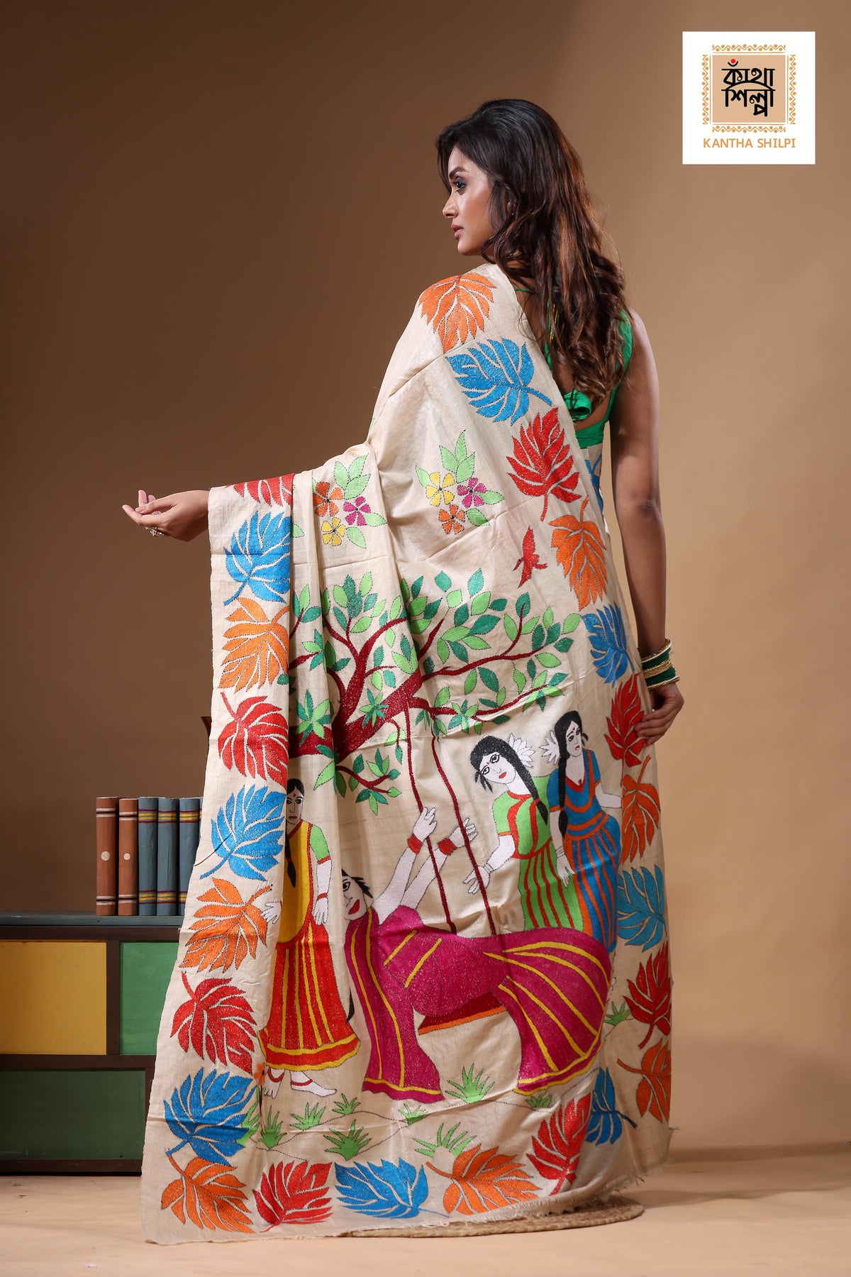 Pure Gachi Tussar Kantha Stitch Saree SN2631716