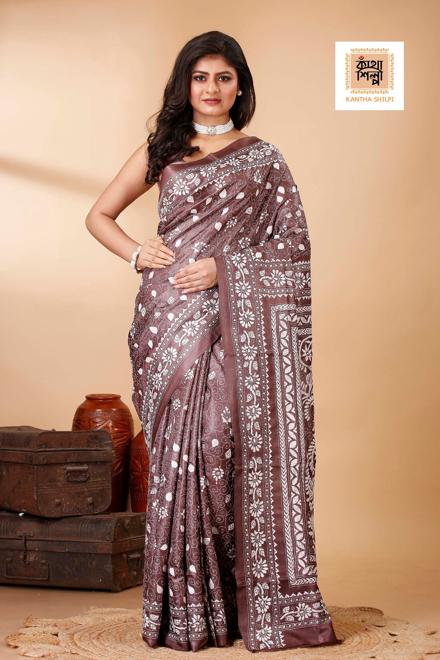Tussar Kantha Saree