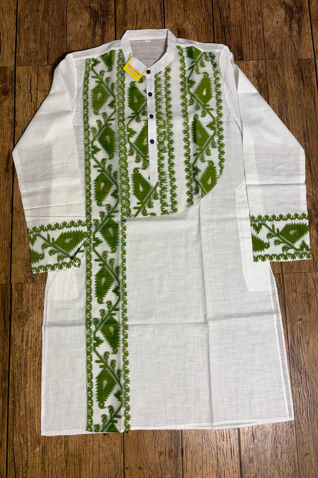 White Cotton Jamdani Patch Work Panjabi